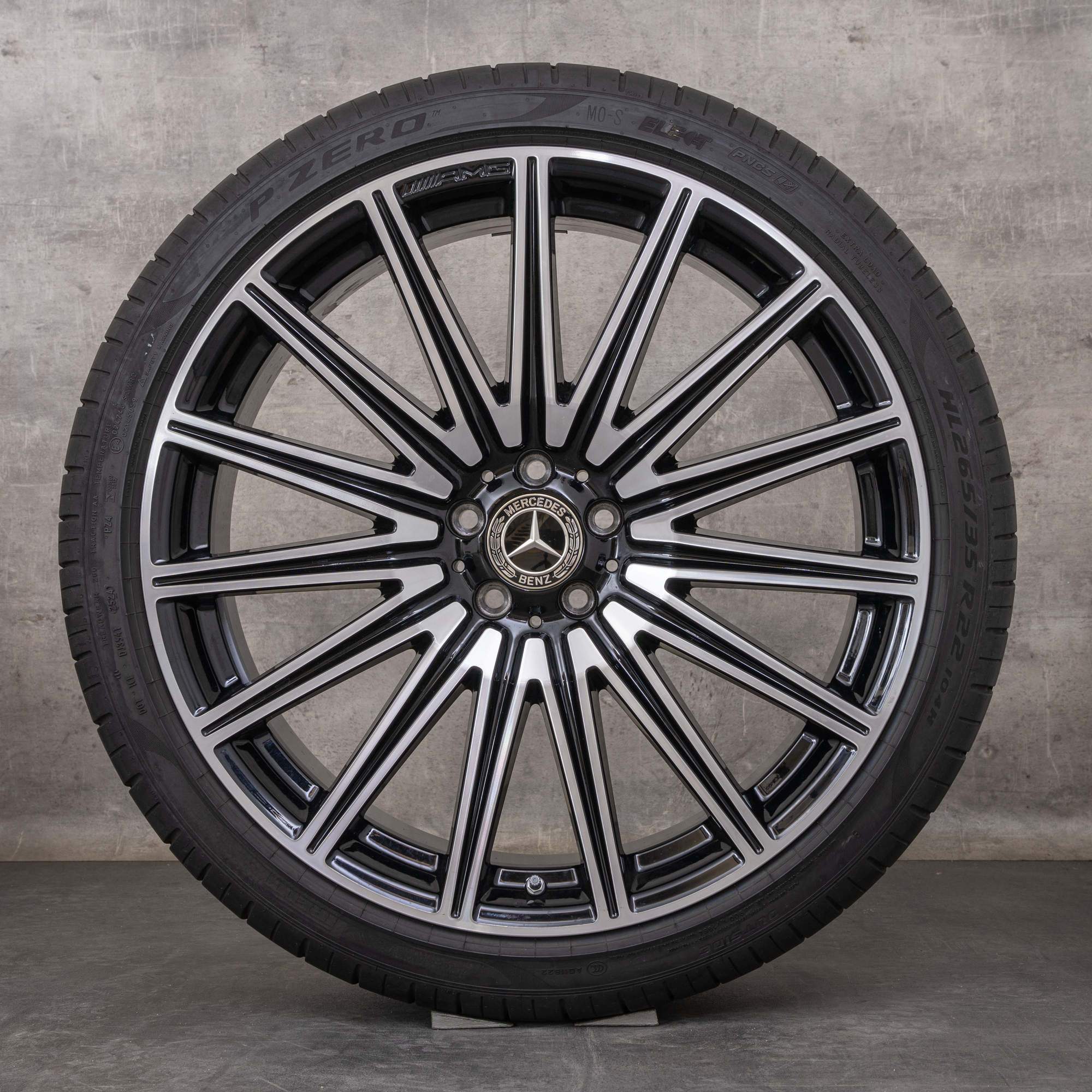 Alkuperäiset Mercedes Benz EQS AMG vanteet 22 tuuman V297 kesäpyörät A2974013800 musta kiillotettu