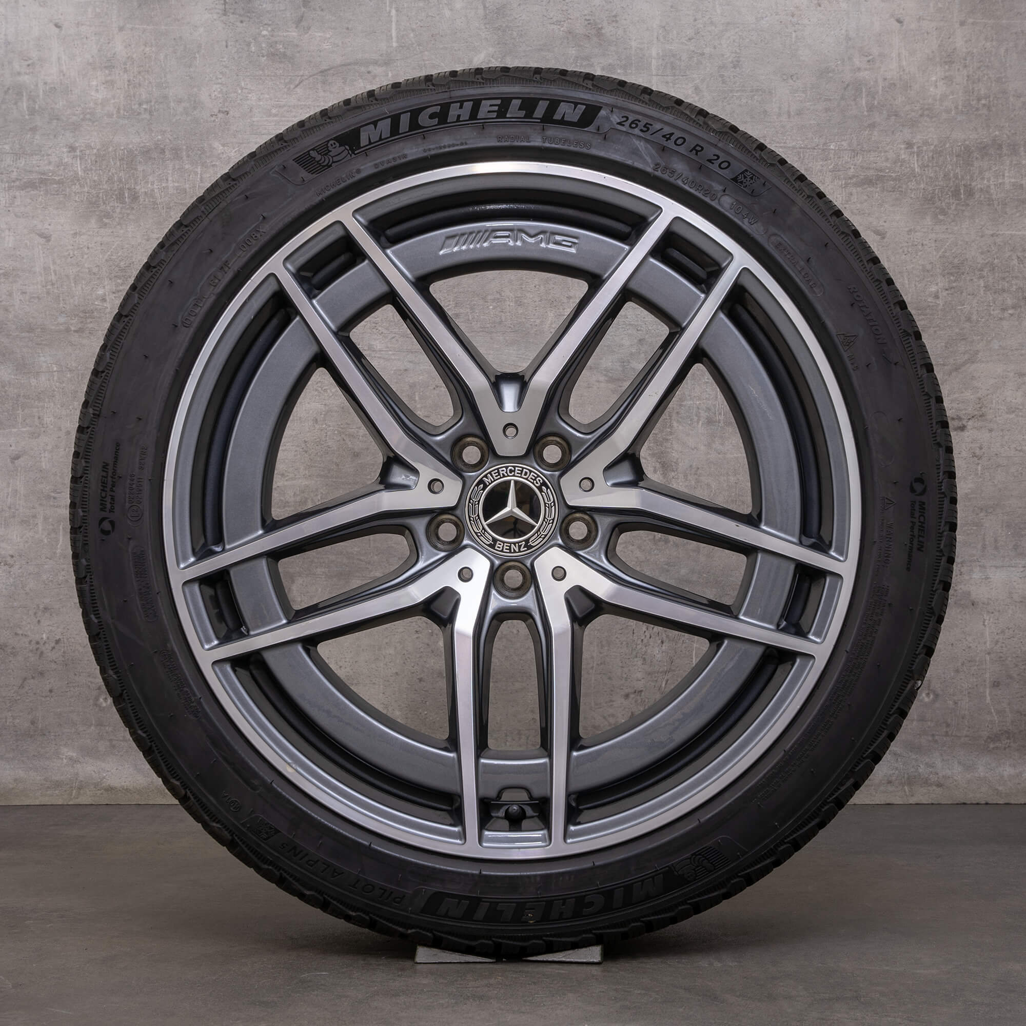 Originale Mercedes Benz SL AMG 43 55 63 Vinterhjul 20 tommer R232 fælge A2324012100 A2324012200 himalaya grey glossy turned