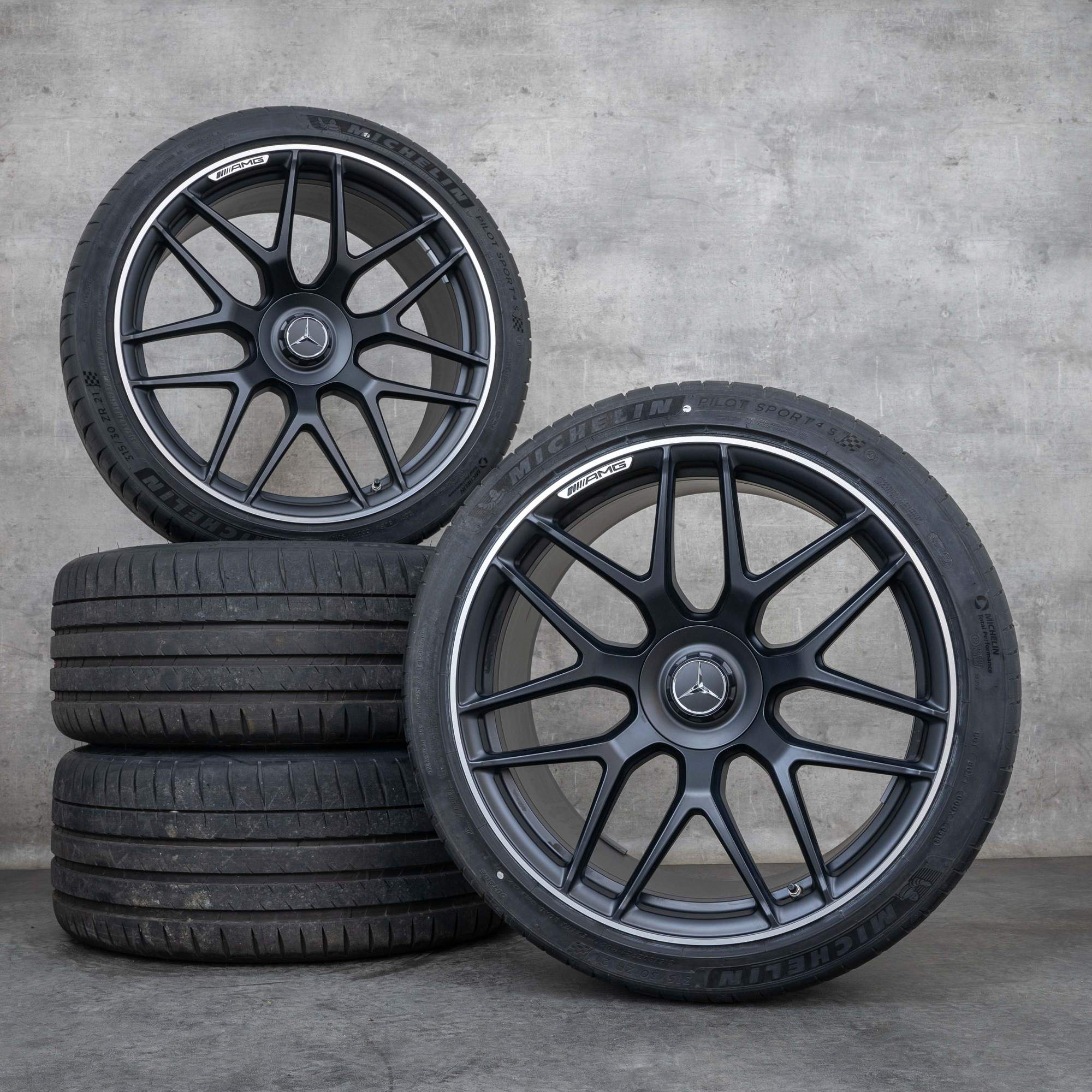 Alkuperäiset Mercedes-Benz AMG GT 43 53 63 S 4Matic+ & E Performance -vanteet 21 tuumaa X290 4-ovinen kesärenkaat A2904010800 A2904010900 diamond cut musta