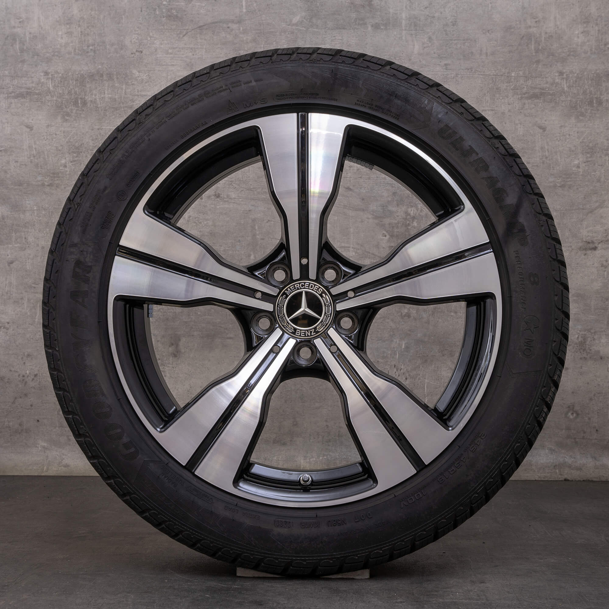 OEM Mercedes Benz C-Class snow tire packages 18 inch All Tarrain X206 Rims A2064014000 black glossy turned