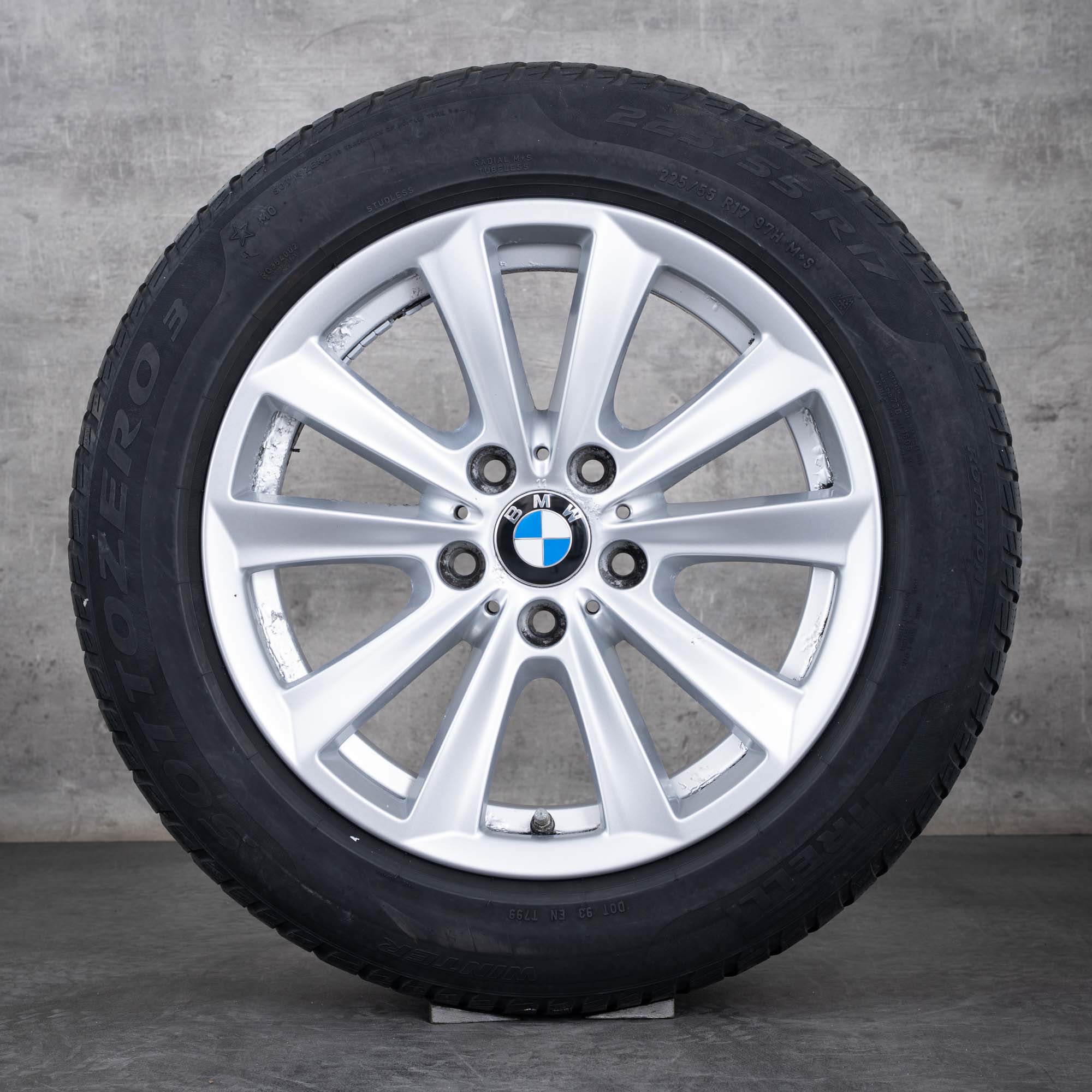 Oryginalne koła zimowe BMW Serii 5 6 17 cali F10 F11 F12 F13 F06 Gran Coupe felgi stylizacja 236 6780720 srebrne błyszczące