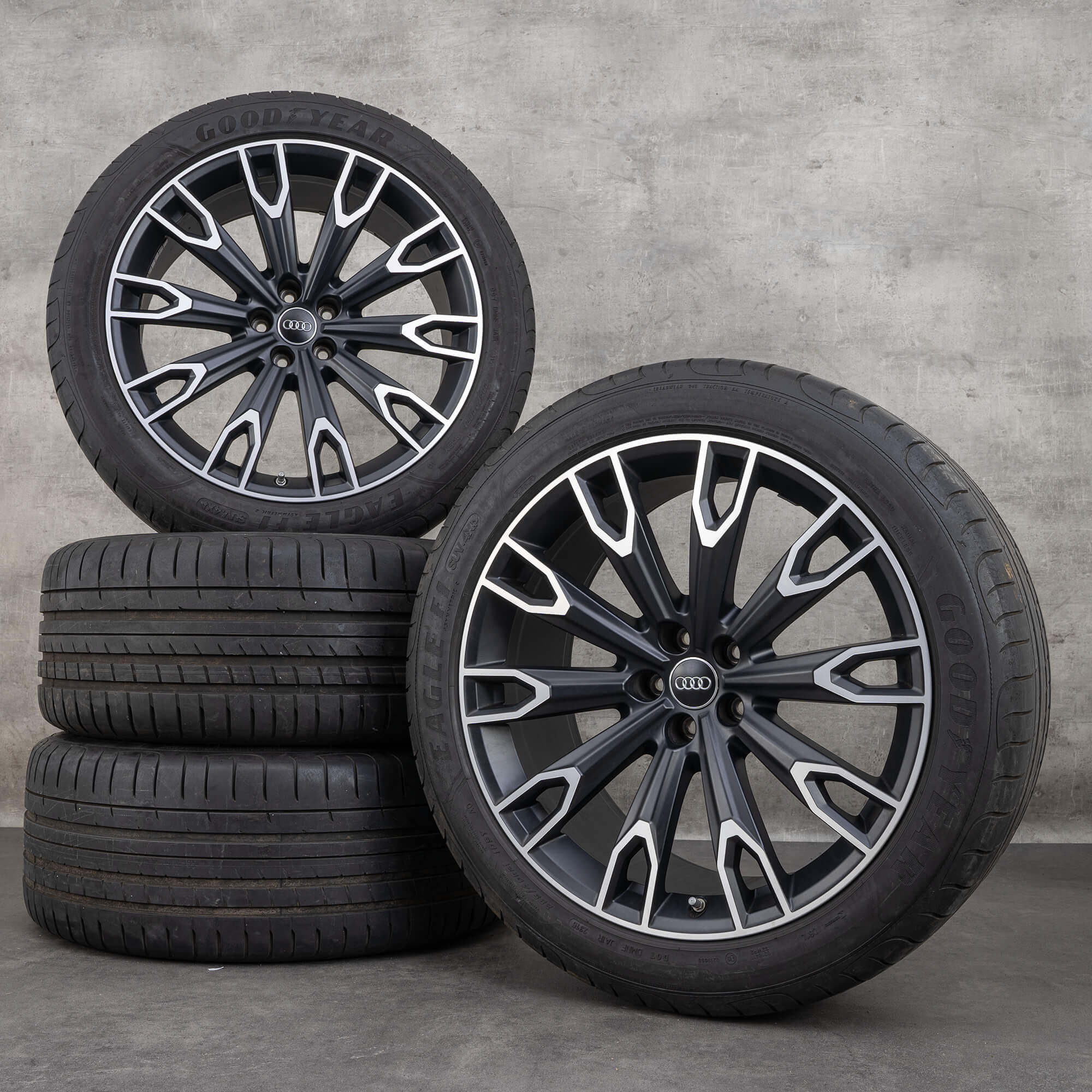 Originale Audi Q7 SQ7 fælge 21 tommer 4M sommerhjul 10 arm Talea Design 4M0071491 sort satin finish