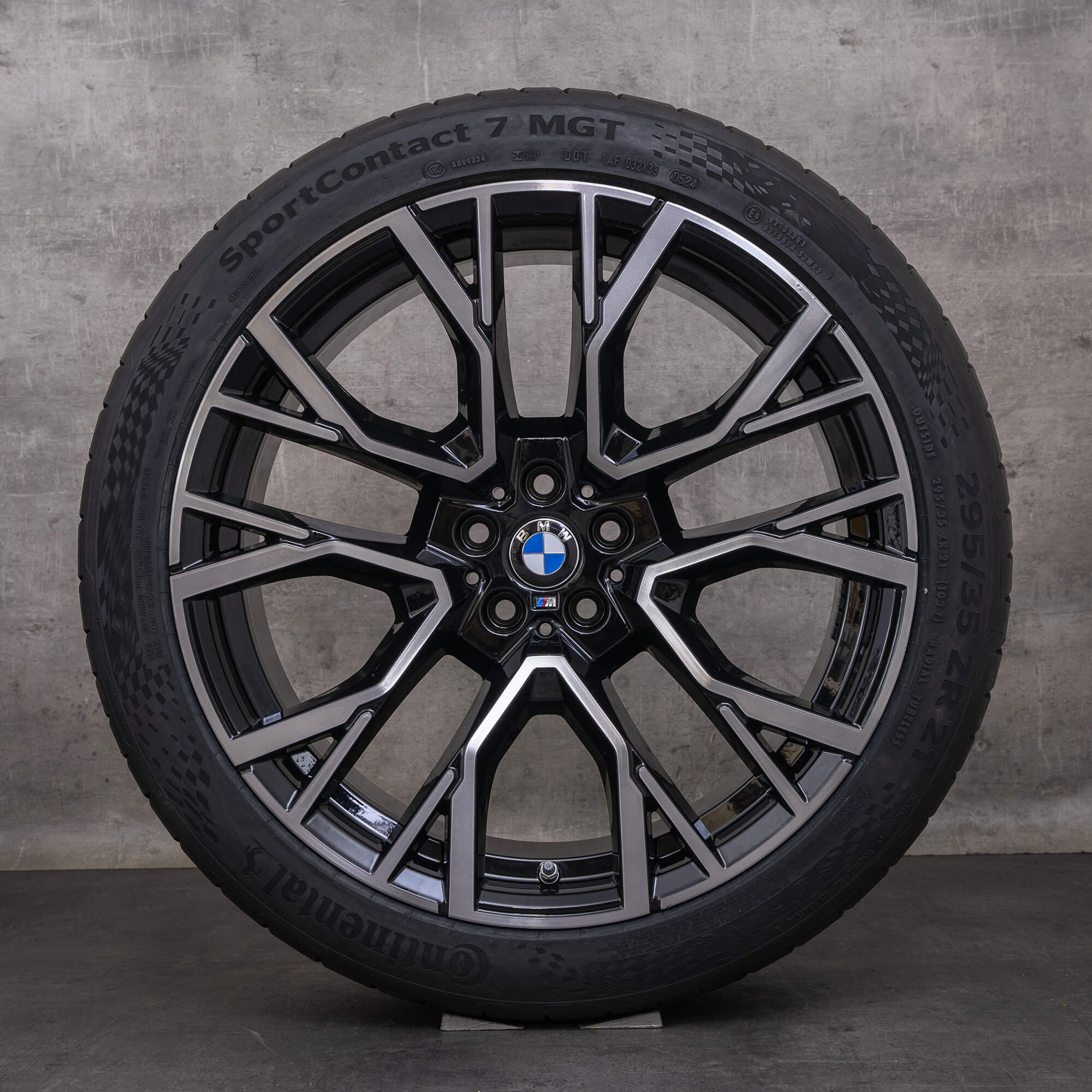 Originale BMW X5M X6M vinterdæk med fælge 21 22 tommer F95 F96 styling 809 M 8090796 8090717 jet black glossy turned NEW - hjul 2 af 4