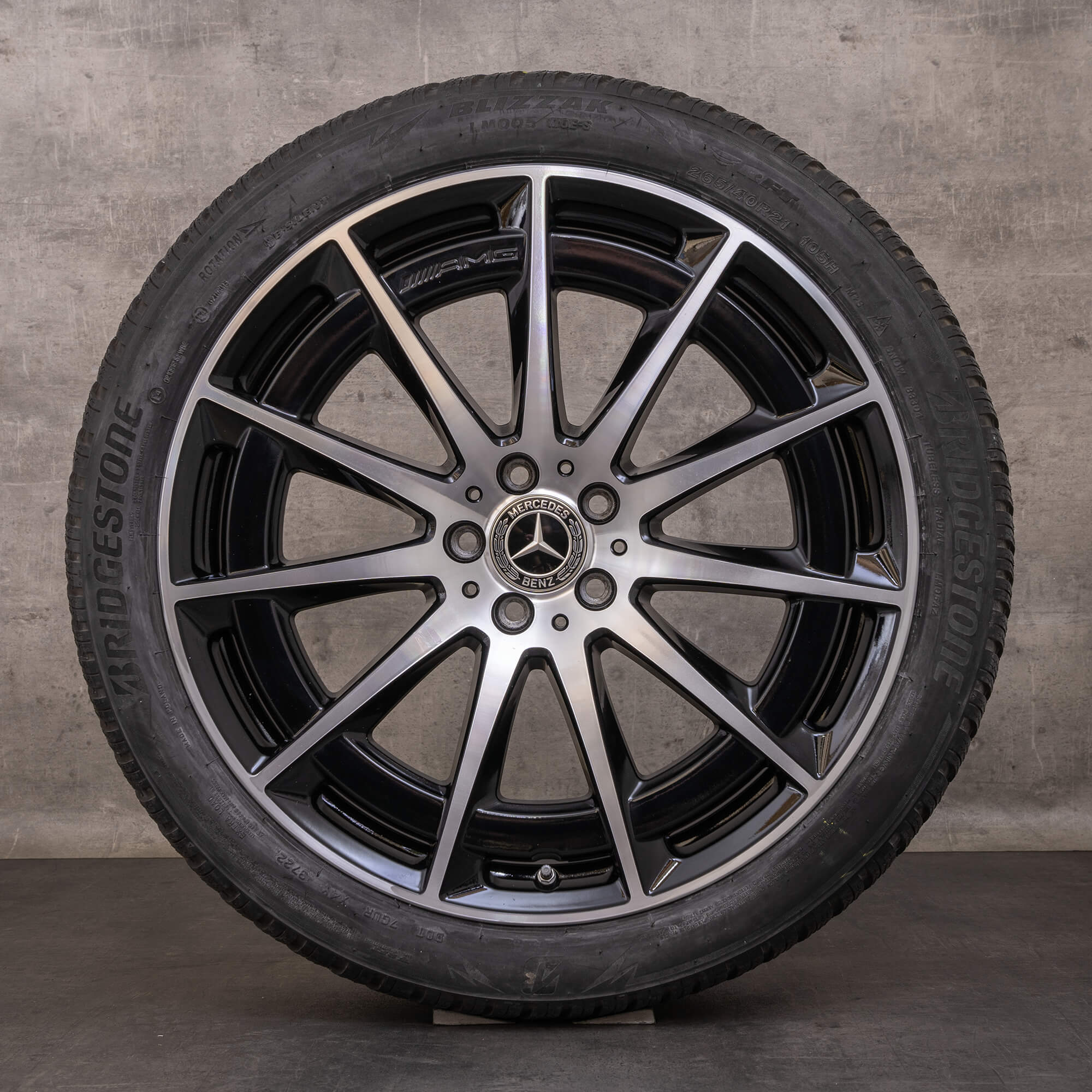 Alkuperäiset Mercedes Benz EQS & 53 AMG talvirenkaat 21 tuuman 4Matic V297 vanteet A2974011400 musta kiillotettu