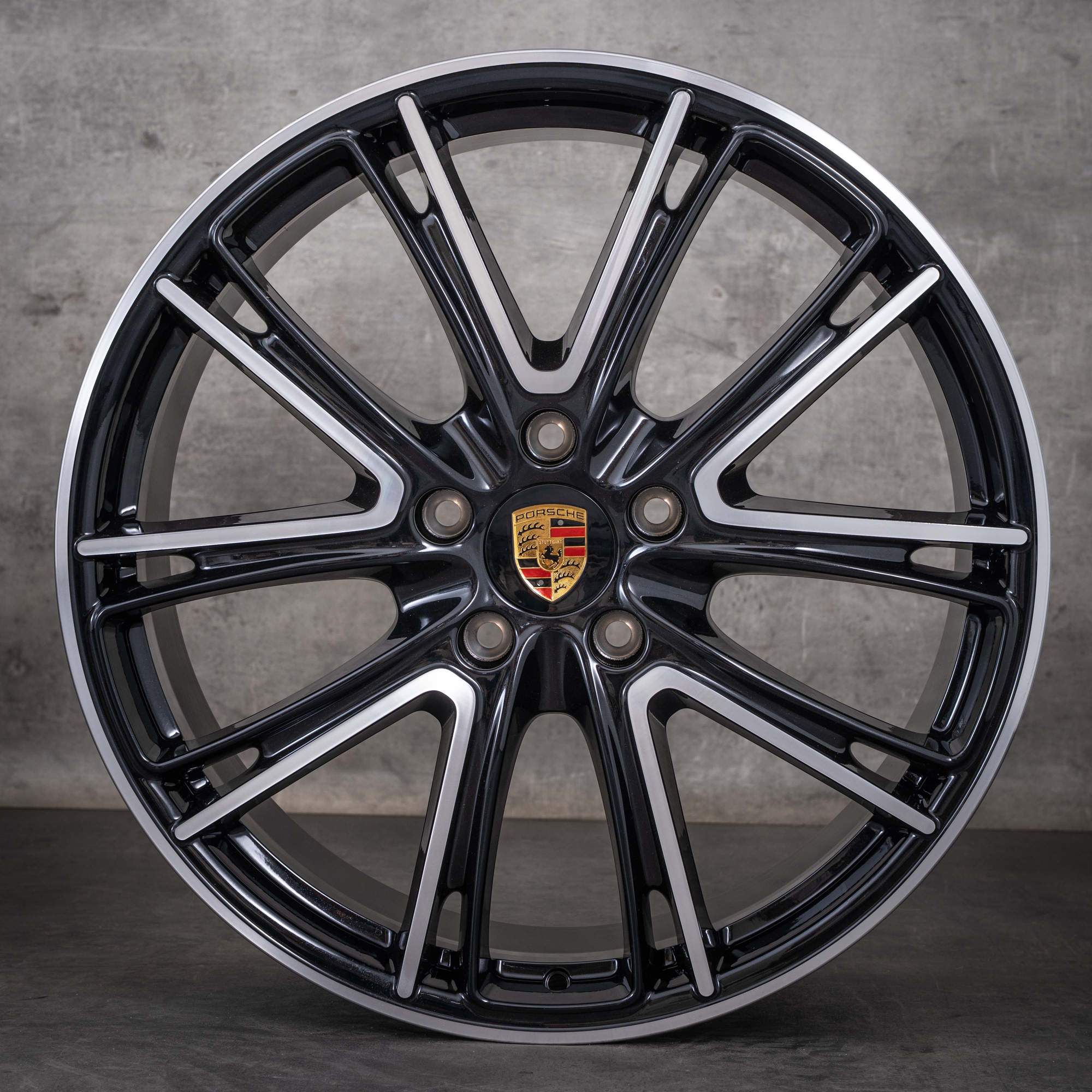 Originale Porsche Panamera-fælge 21 tommer 971 Exclusiv Design 971601025M 971601025N sort, diamond cut NY