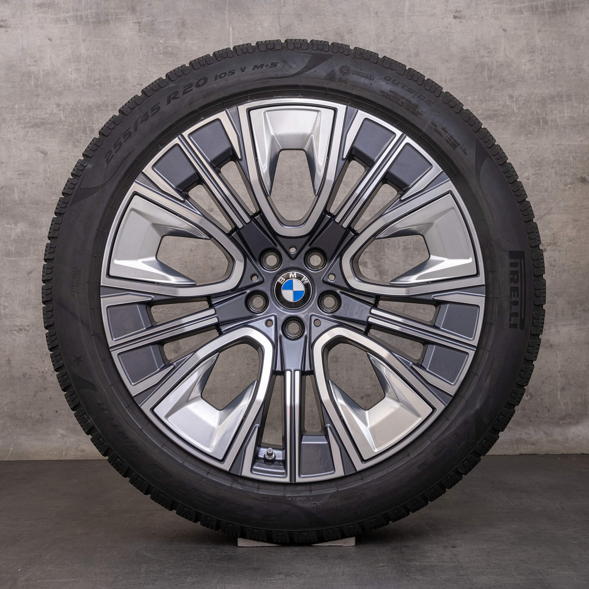 Alkuperäiset BMW 7-sarjan i7 X3 talvirenkaat 20 tuuman G70 G45 vanteet 5A19DE6 5A19DE7 muotoilu 906 aerodynamiikka gunmetal grey kiillotettu
