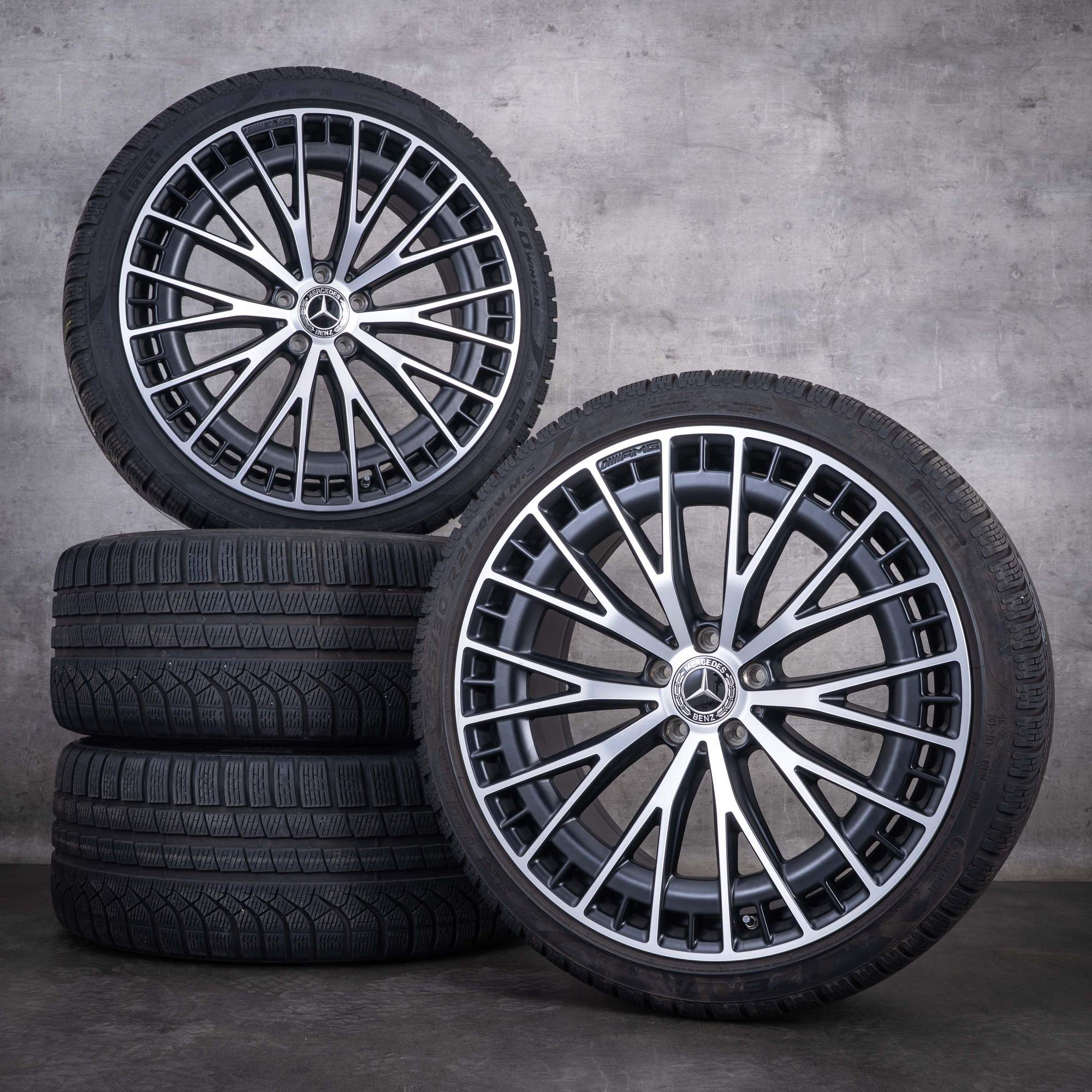OEM Mercedes-Benz EQE 43 53 AMG winter wheels 21inch V295 4Matic rims A2954012900 A2954013000 Matte Black Diamond Cut Finish