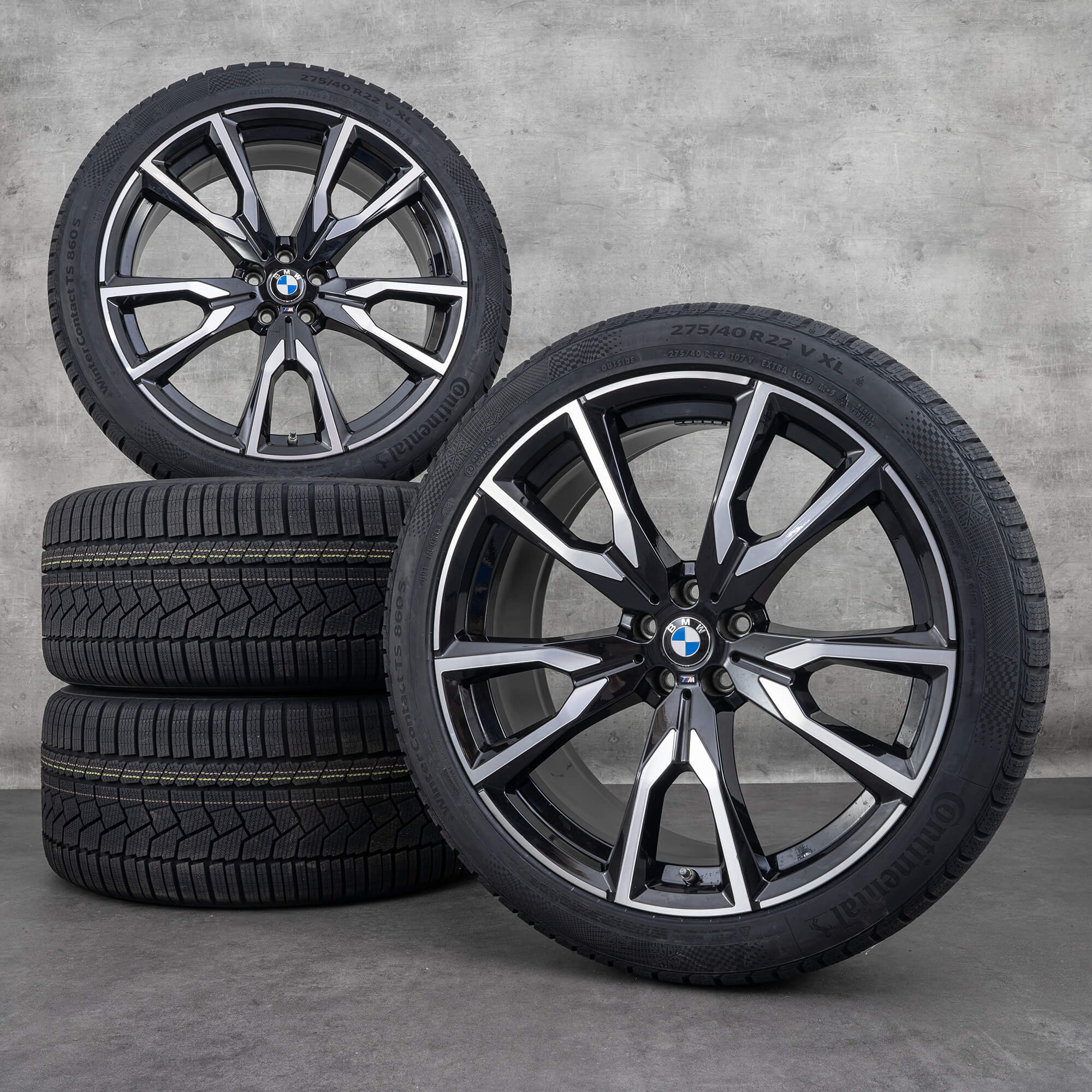 Originale BMW X7 vinterdæk med fælge 22 tommer G07 styling 755 M 8074221 8090108 sort blank drejet NYT