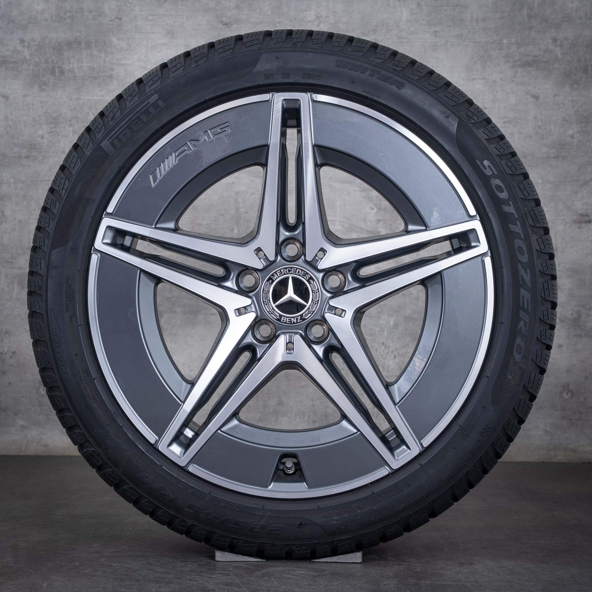 Alkuperäiset Mercedes Benz C-sarjan AMG talvirenkaat 18 tuuman W206 S206 vanteet A2064011700 A2064011800 himalajanharmaa kiillotettu käännetty