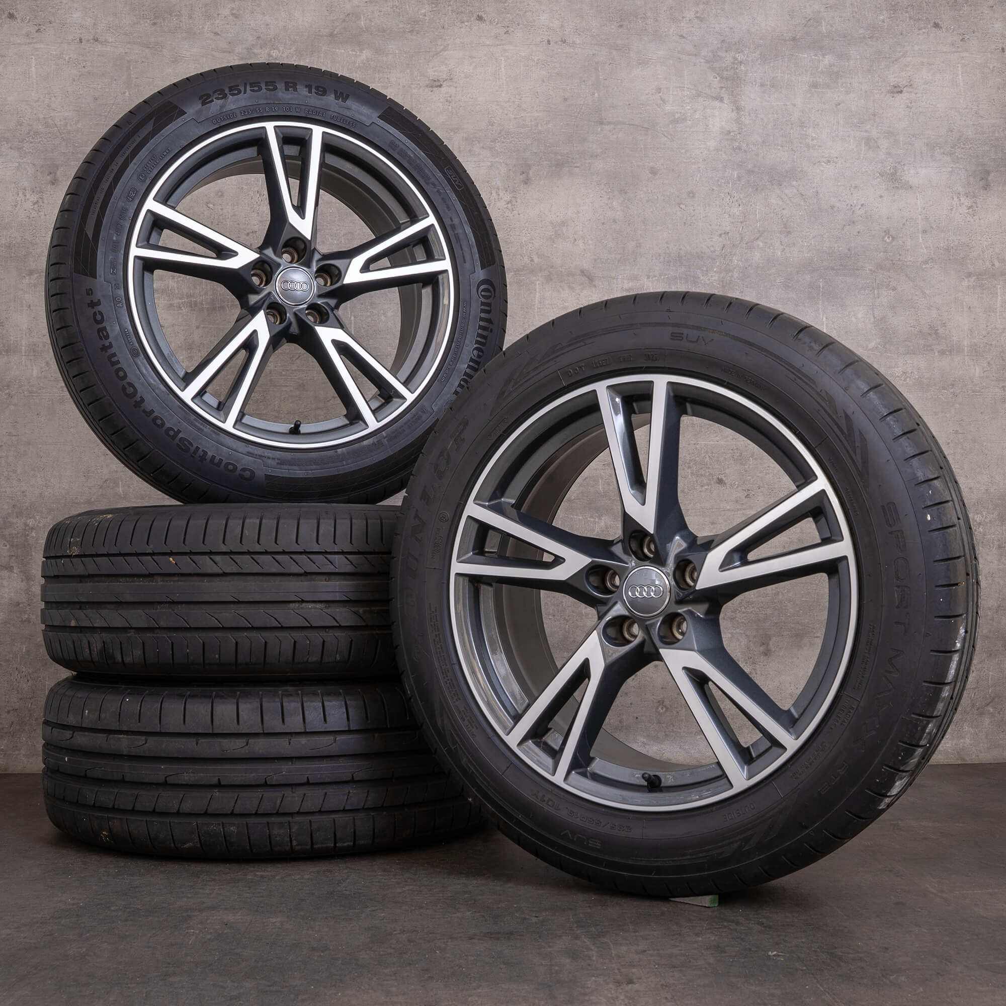 Original Audi Q5 SQ5 Felgen 19 Zoll FY Sommerräder 80A601025R titan glanzgedreht
