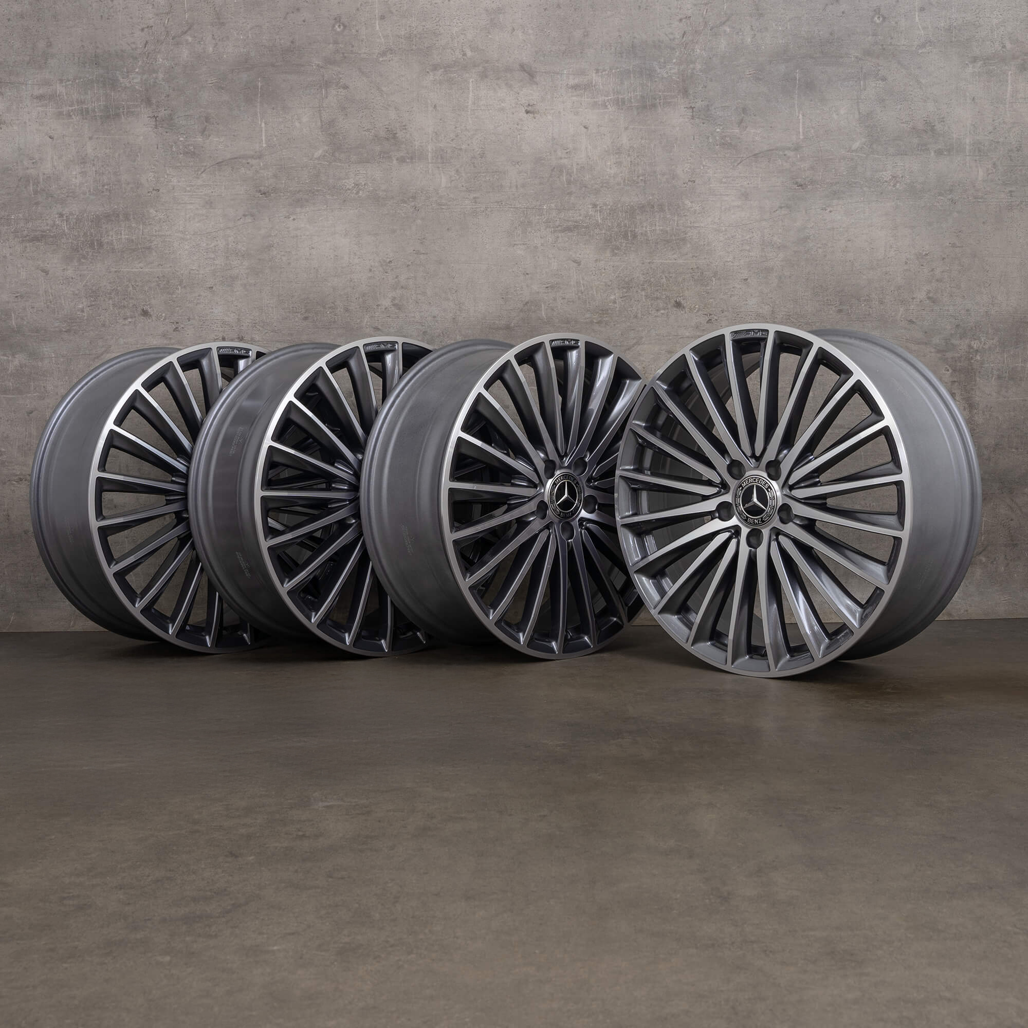 Orijinal AMG Mercedes Benz A B Sınıfı CLA 19 inç W177 W247 C118 X118 Jantlar A1774014200 himalaya gri parlak tornalı YENİ