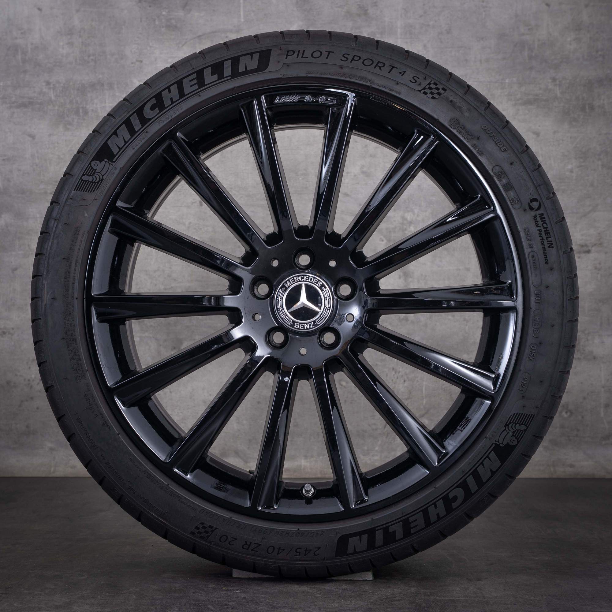 Original Mercedes S-Klasse AMG Felgen 20 Zoll W222 C217 A217 Sommerräder A2224010400 A2224010500 schwarz glanz
