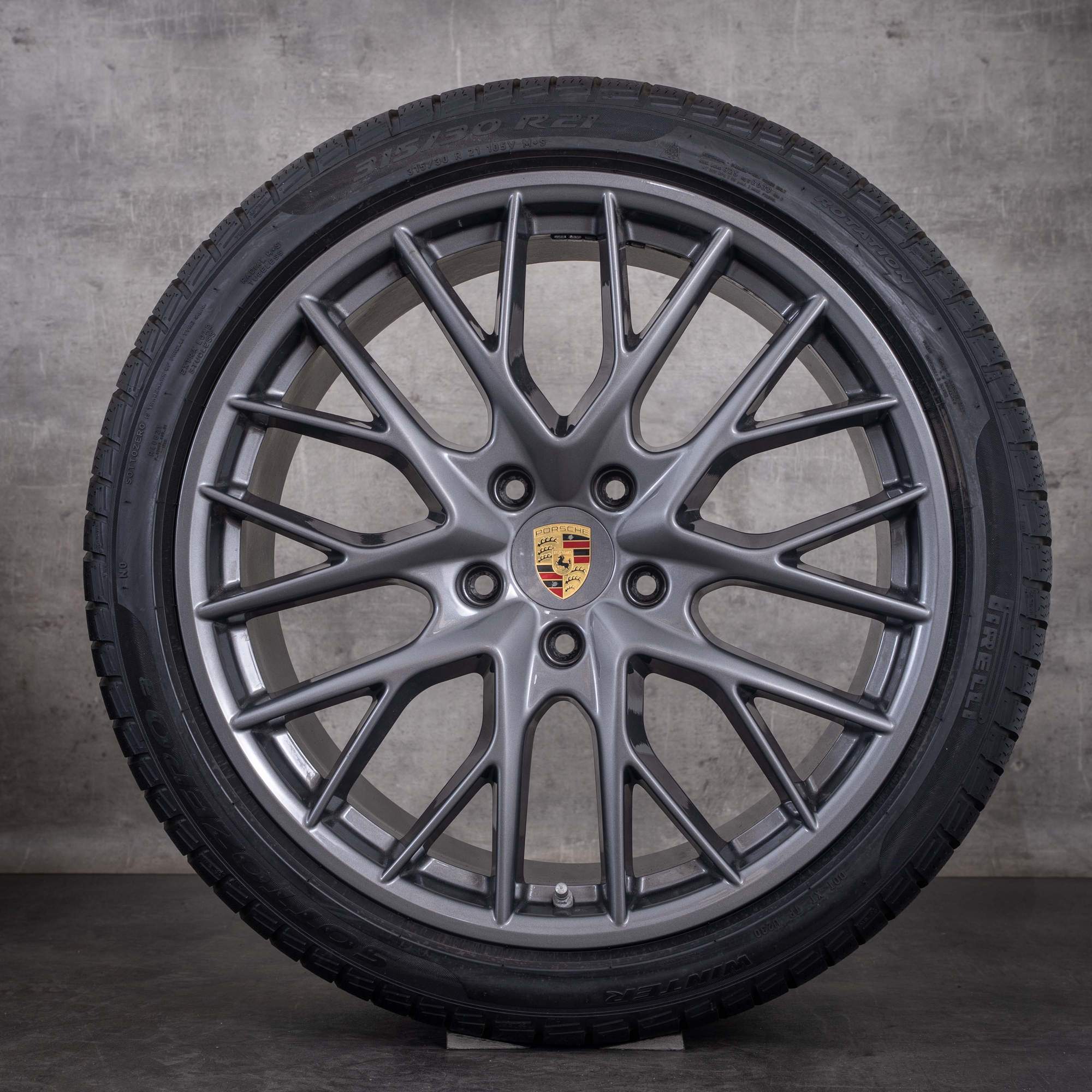 Originale Porsche Panamera vinterhjul 21 tommer 971 G2-felger 971601025D 971698025A titan blank - hjul 4 av 4
