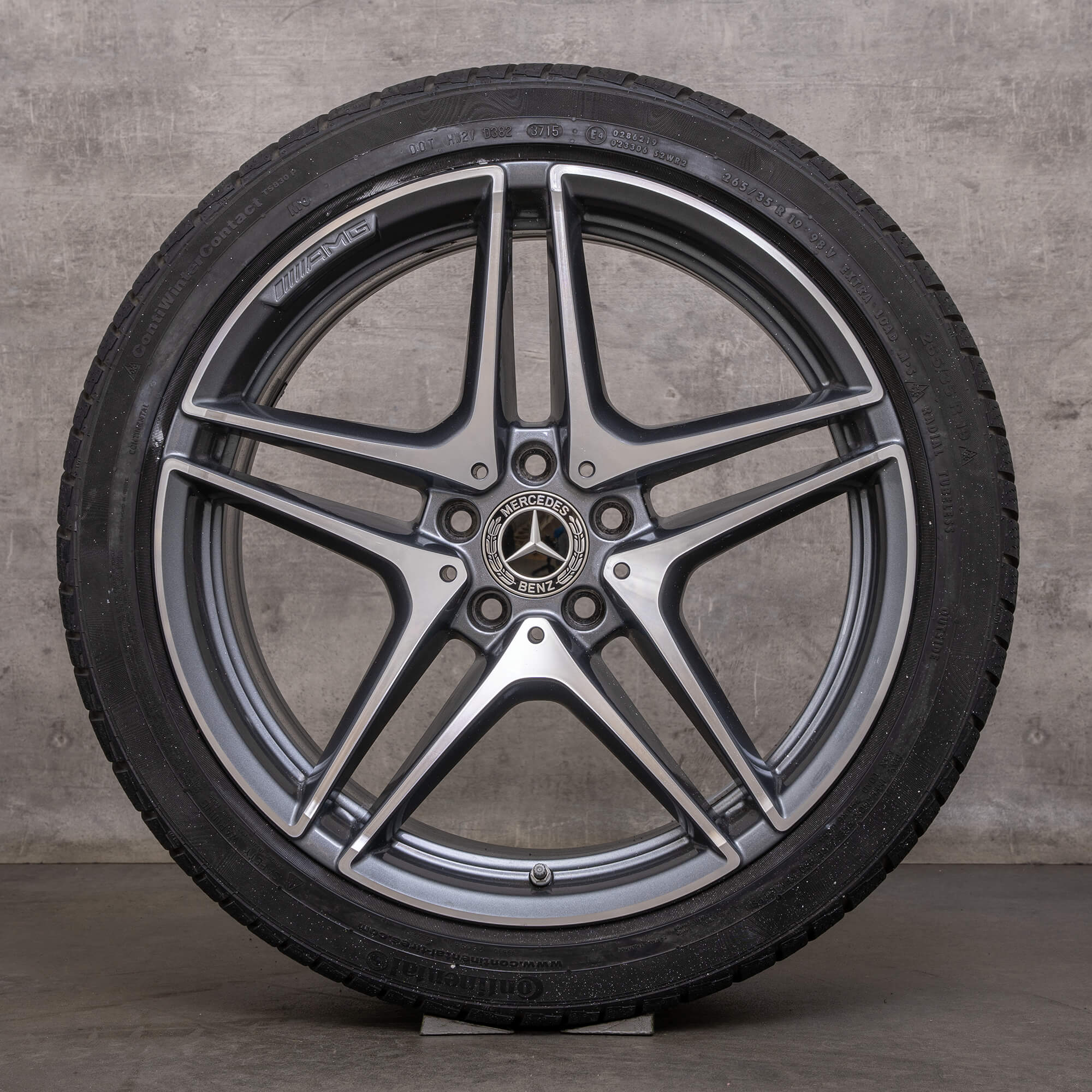 Jantes de inverno Mercedes Benz Classe C C63 & S AMG 19 polegadas W205 S205 jantes A2054011900 A2054012000 himalaia cinzento brilhante torneado