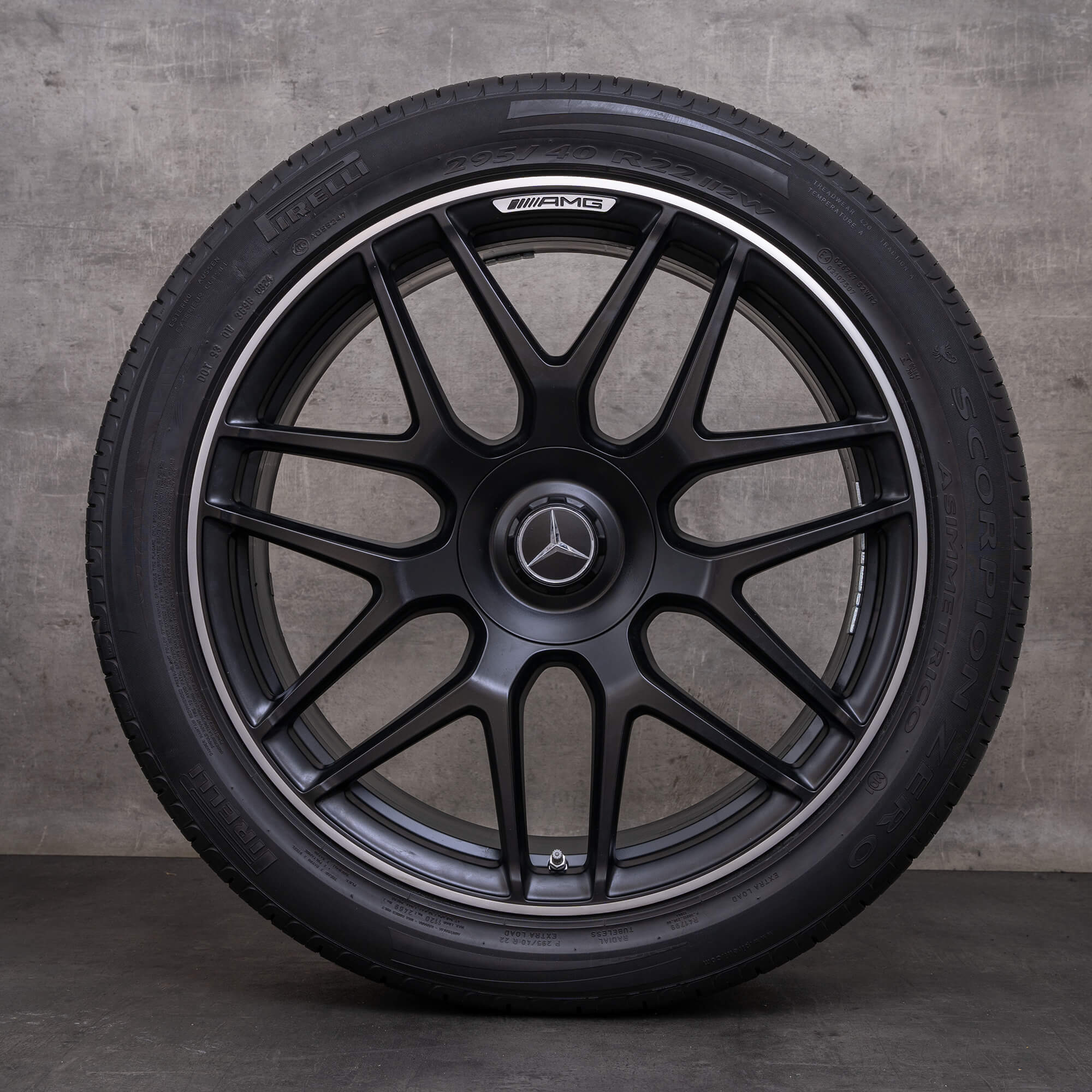 Original Mercedes Benz G-Klasse G 63 AMG Felgen 22 Zoll W465 W463A Sommerräder A4634012000 schwarz matt glanzgedreht