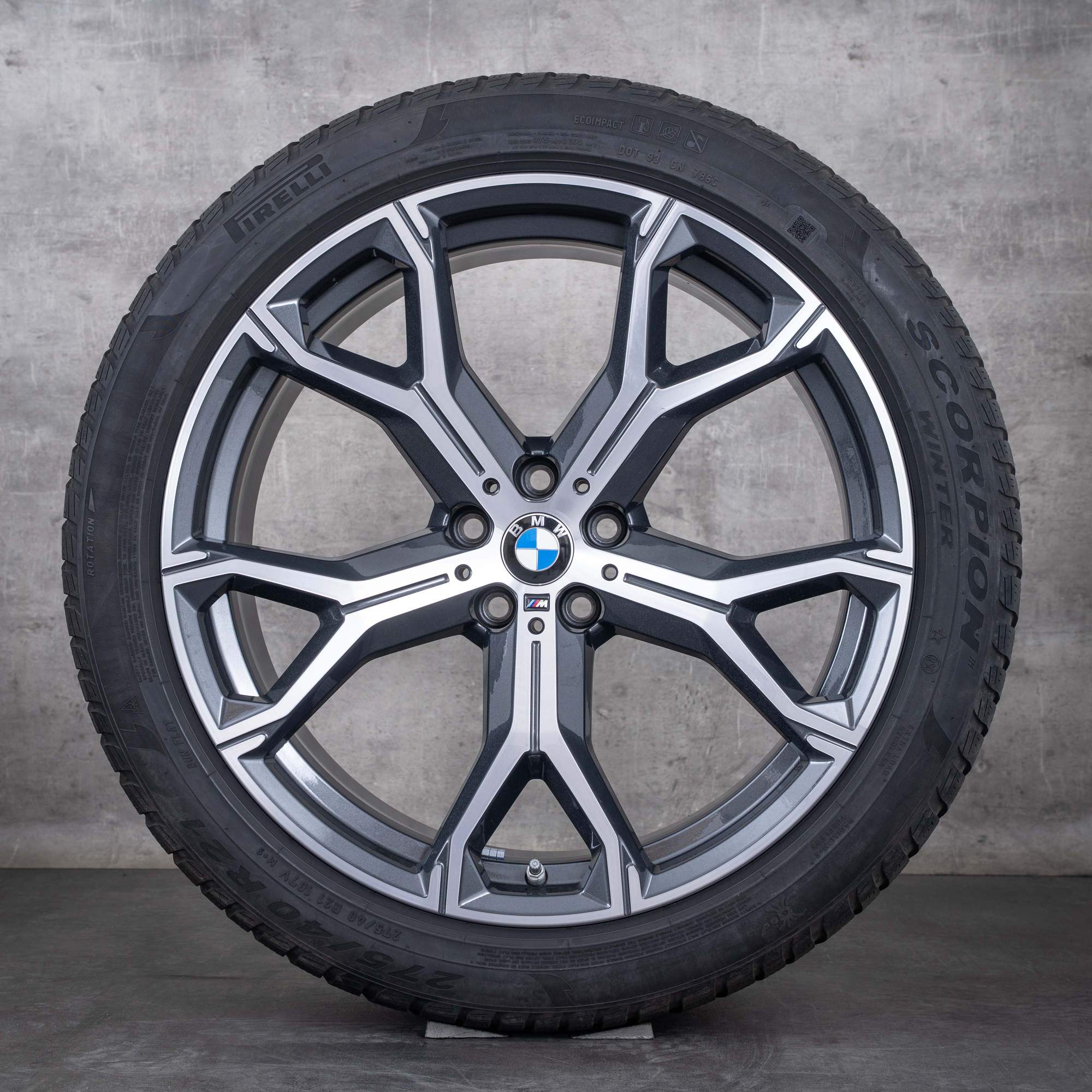 Oryginalne koła zimowe BMW X5 X6 21 cali G05 G06 felgi stylizacja 741 M 8071998 8071999 orbit szary polerowane