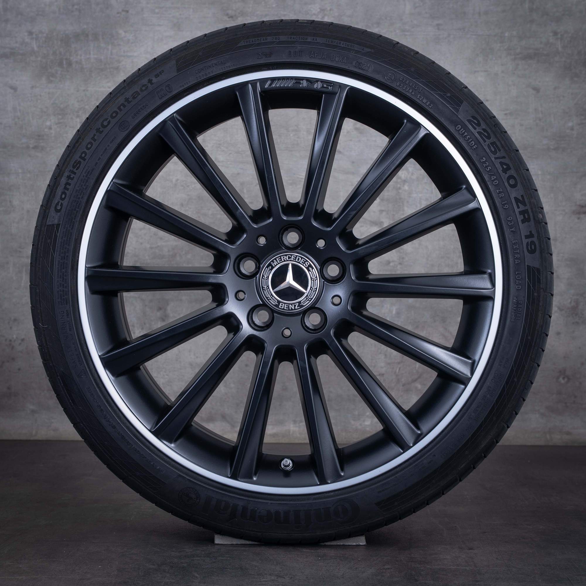 OEM Mercedes-Benz C-Class AMG 19inch summer wheels W205 S205 C205 A205 A2054011300 A2054011400 matte black diamond cut rim NEW