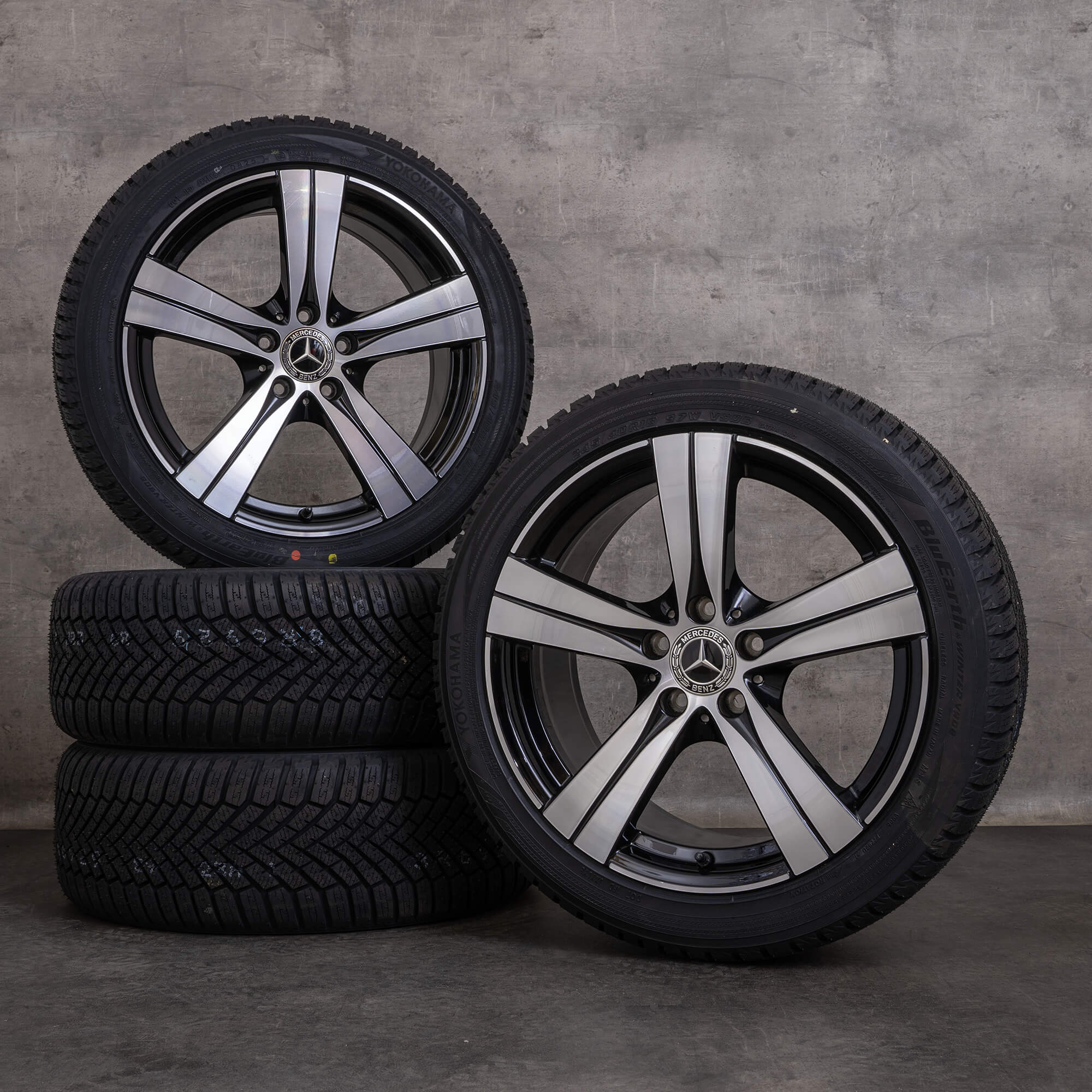 Original Mercedes Benz C-Klasse Winterräder 18 Zoll W206 S206 Felgen A2064014700 A2064014800 schwarz glanzgedreht