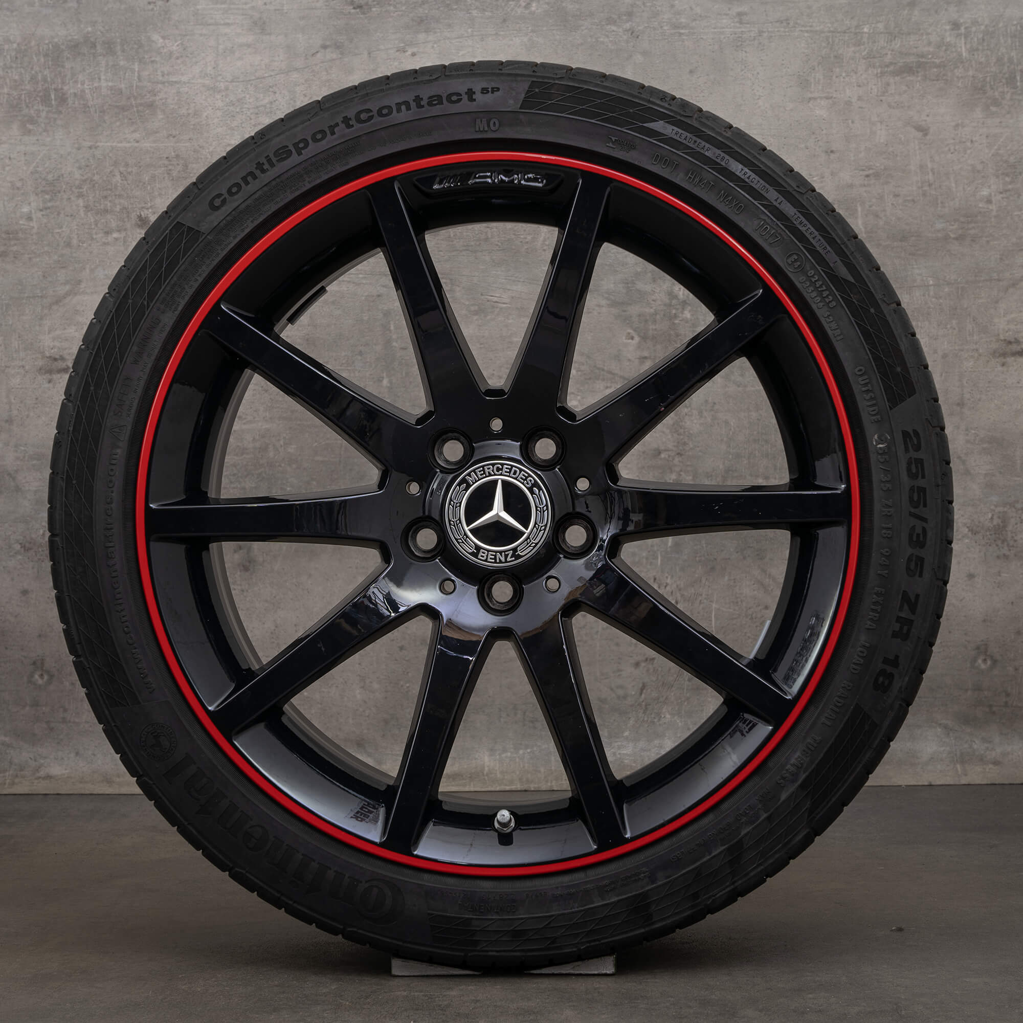 Jantes d'origine Mercedes Benz SLK 55 SLC 43 AMG 18 pouces R172 roues été A1724013002 A1724013102 bord noir rouge
