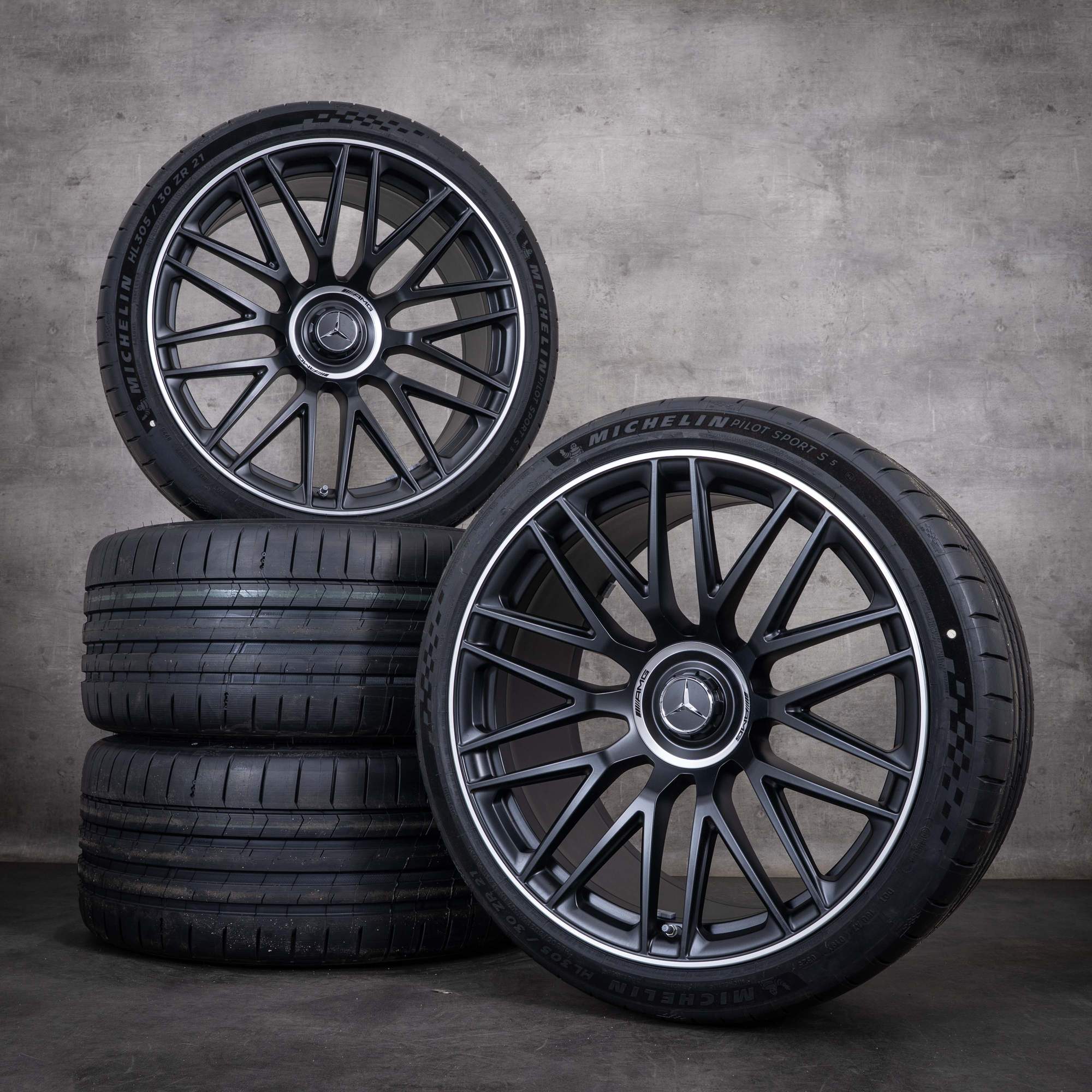 Originální zimní kola Mercedes-Benz AMG GT 21 palců disky C192 A1924011900 A1924012000 černé matné s diamond cut NOVÉ