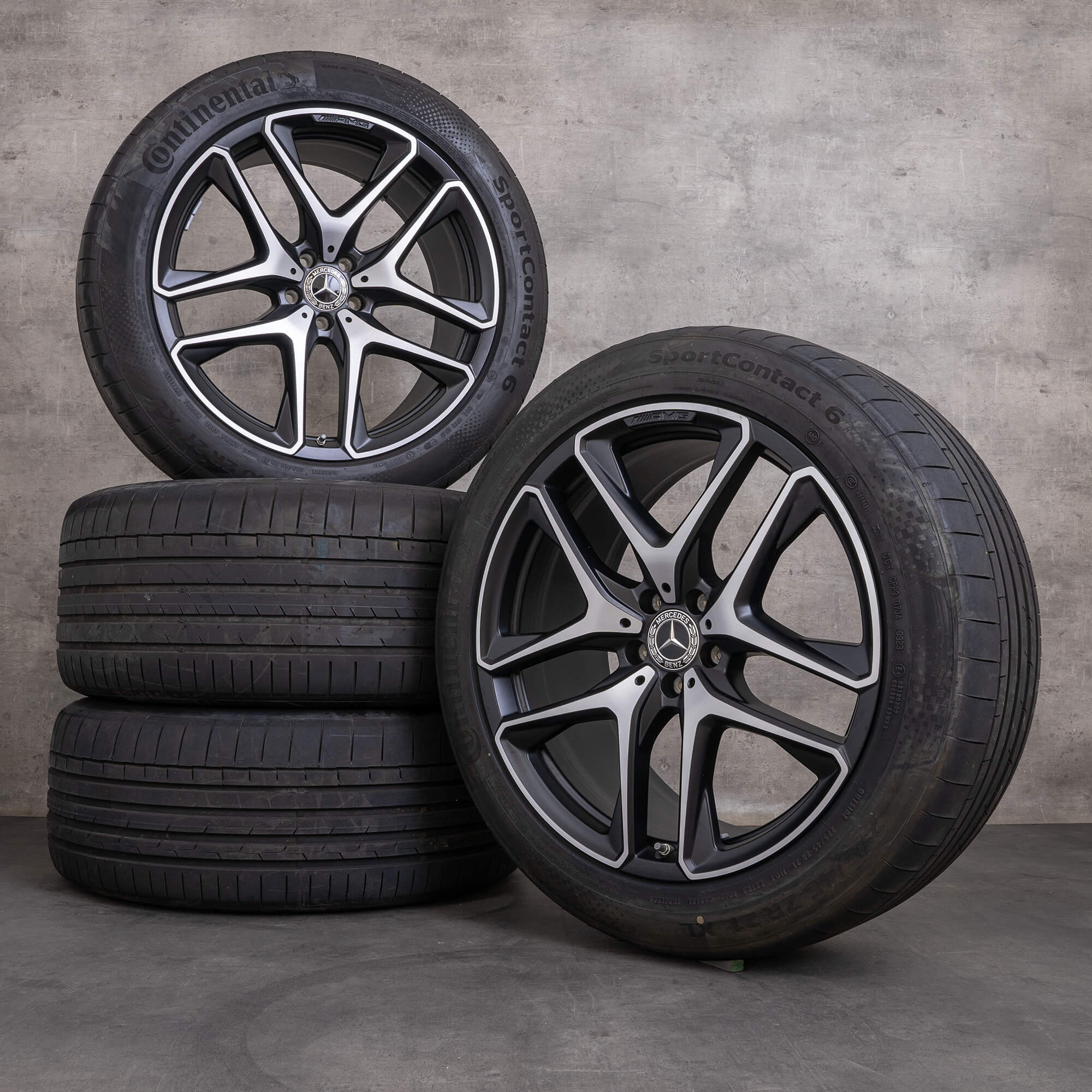OEM Mercedes Benz GLE 53 63 AMG 4Matic+ rims 21 inch X167 C167 Hybrid summer wheels A1674014200 A1674014300 black matt glossy turned