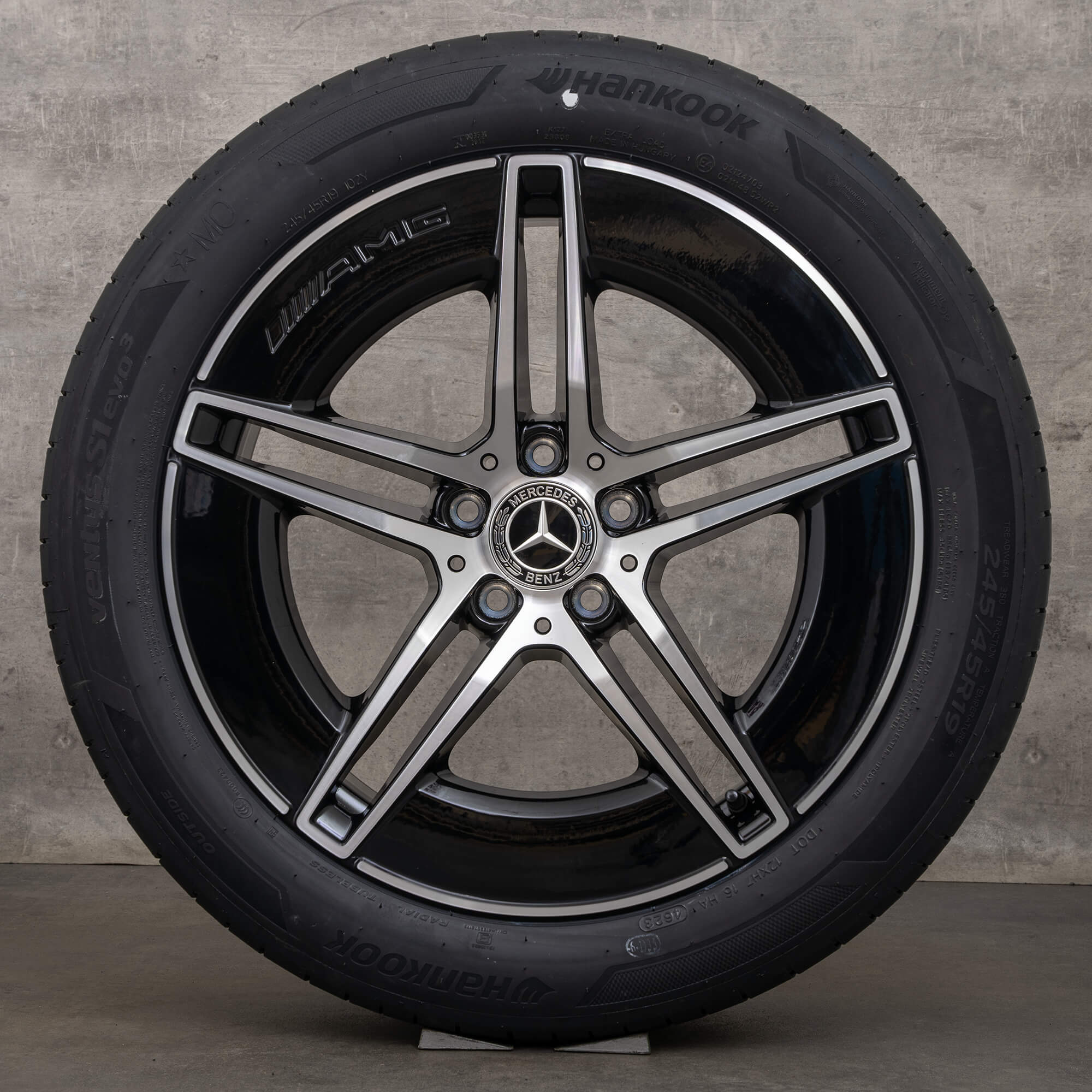 Jantes originais Mercedes Benz Classe E AMG de 19 polegadas W214 S214 jantes verão A2144010300 preto polido NOVO
