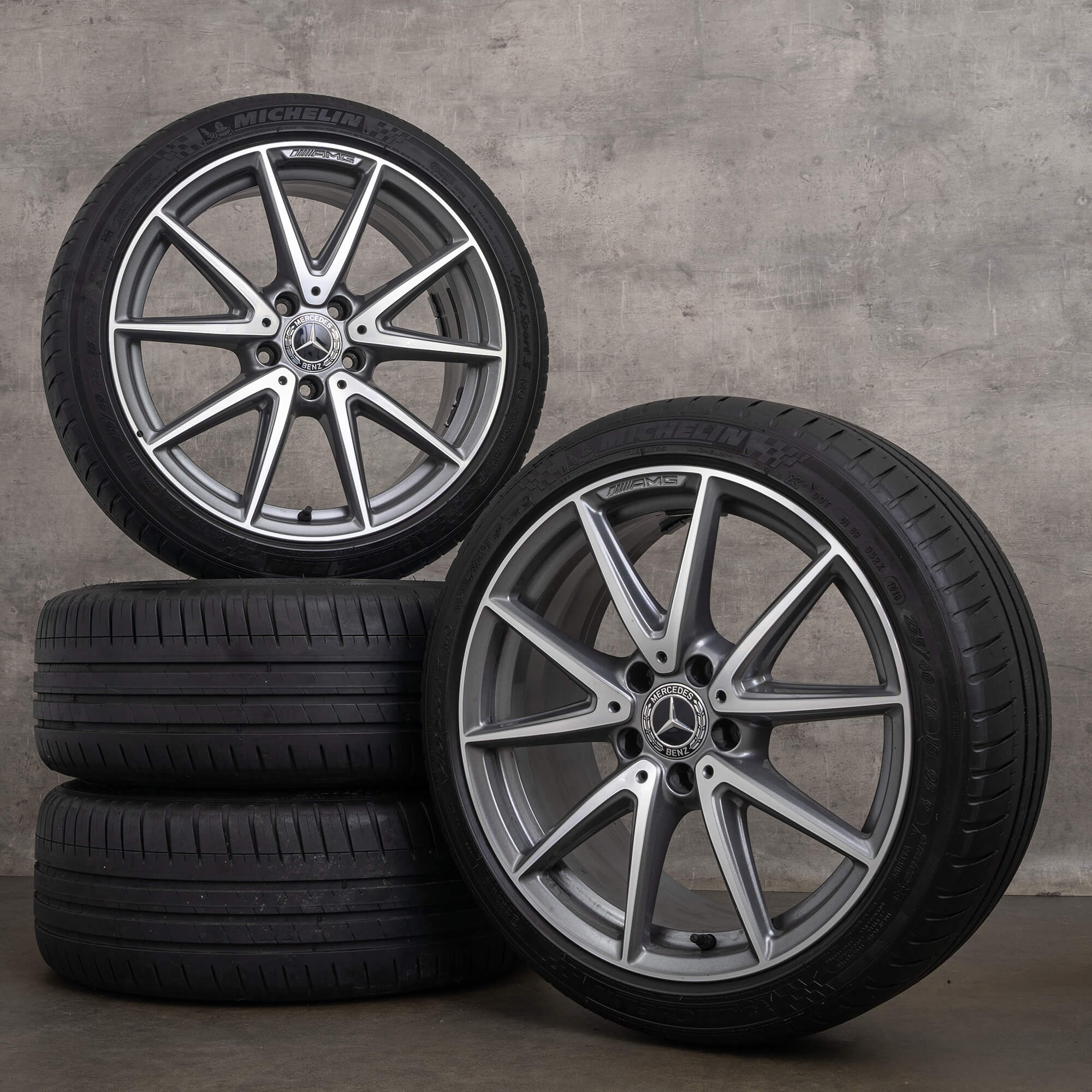 Orijinal Mercedes Benz A-Serisi A45 CLA45 AMG jantlar 18 inç 250 Sport W176 W117 yaz jant lastik A1764010800 himalaya gri diamond