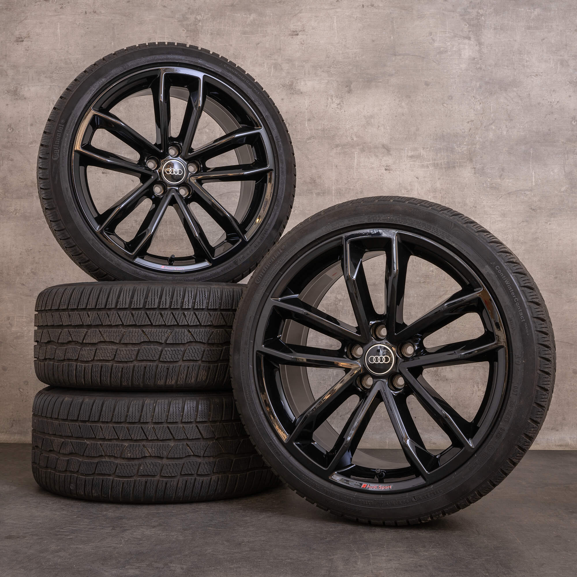 Original Audi A5 S5 Winterräder 19 Zoll F5 8W B9 Felgen 8W0601025DF Cavo Design schwarz glanz