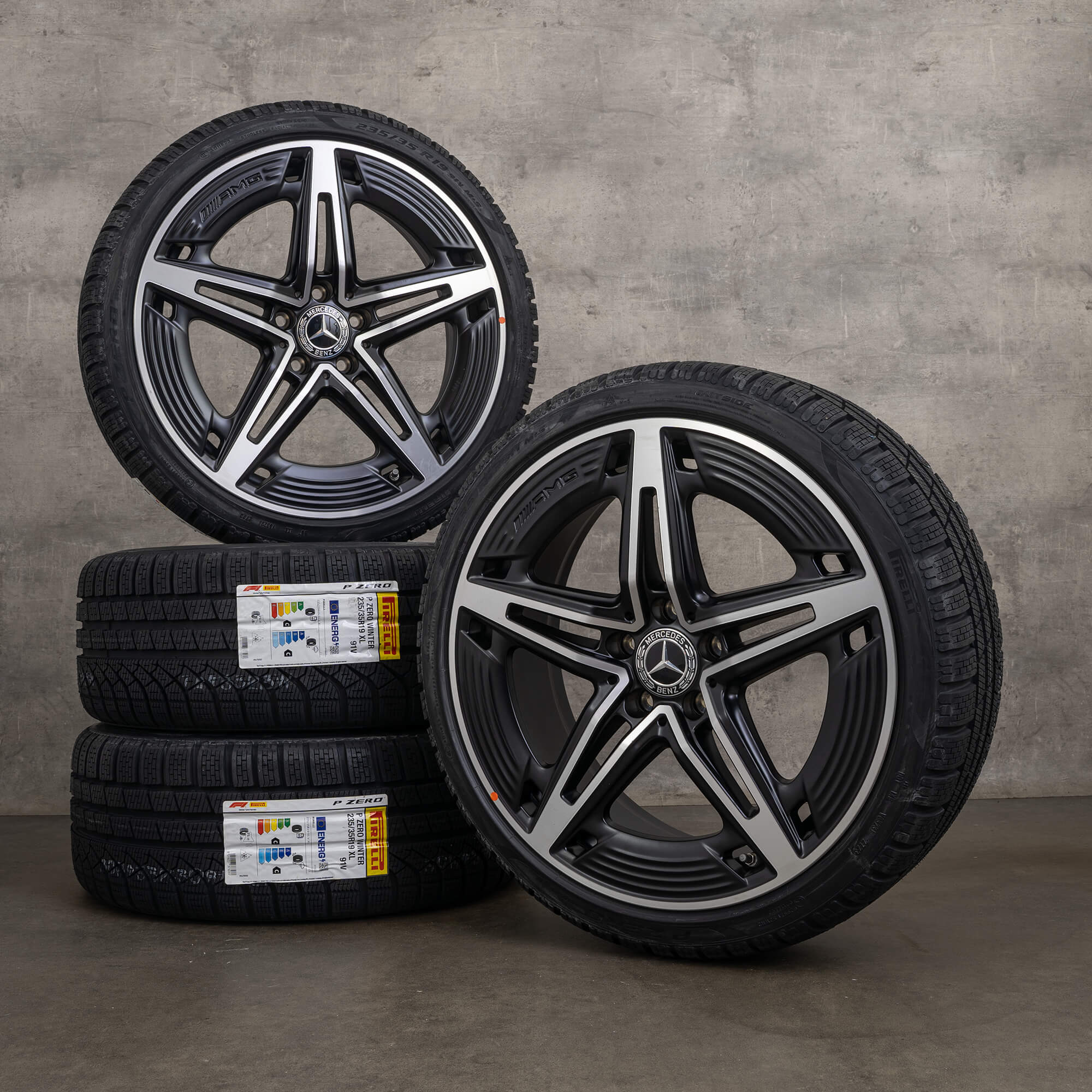 Original Mercedes Benz Classe A A35 AMG jantes 19 pouces W177 V177 roues d'été A1774014400 noir brillant NEUF