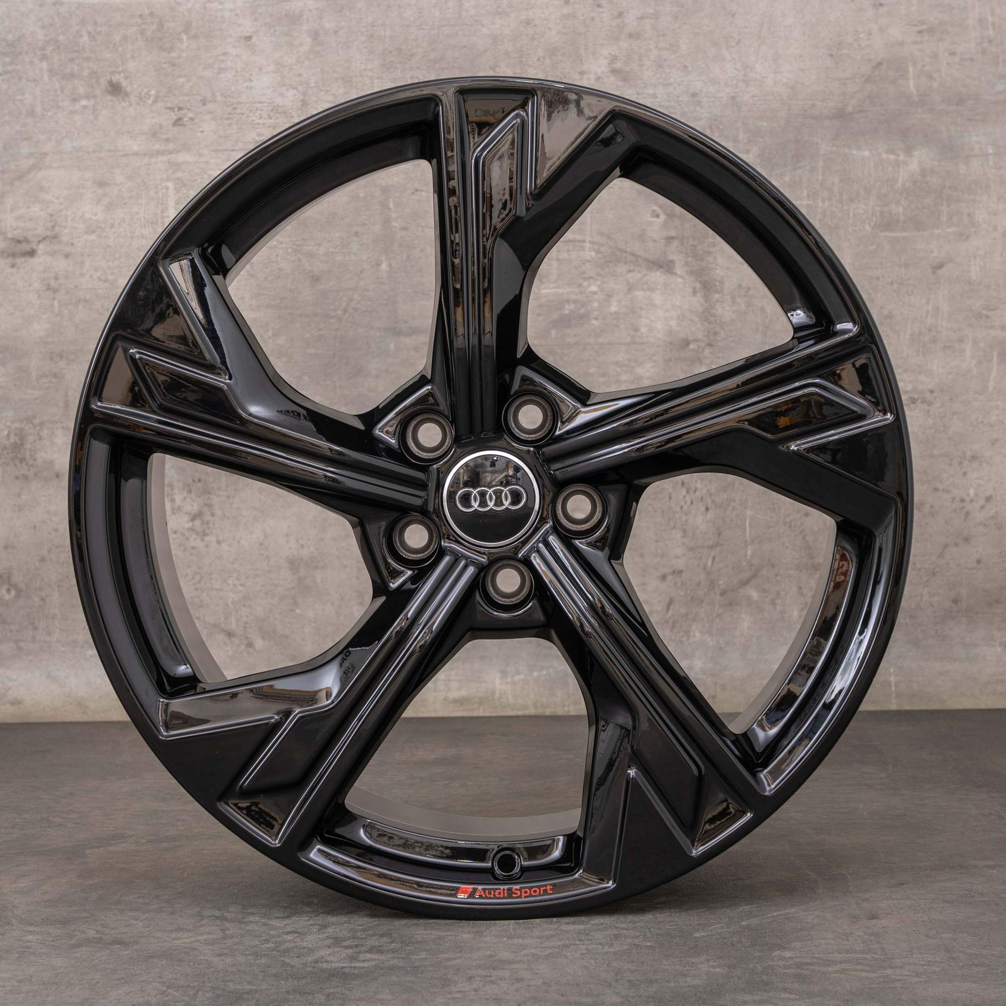 OEM Audi A4 S4 Rims 19 inch B9 8W 8W0601025EM Flag black glossy