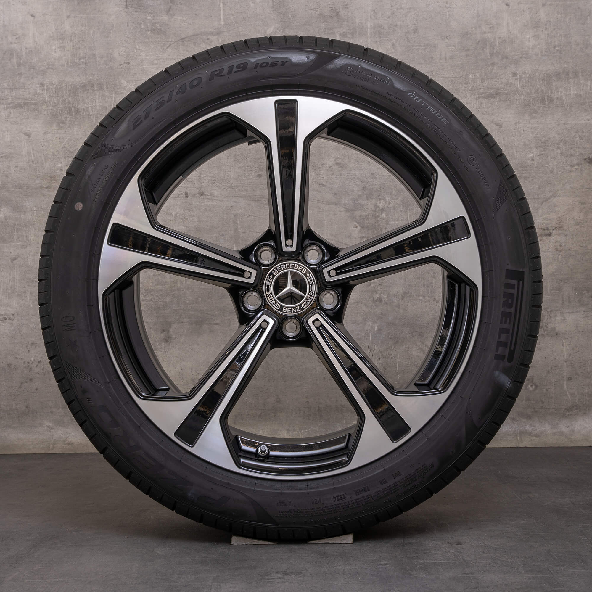 Originale Mercedes Benz E-Klasse hjul 19 tommer W214 S214 sommerhjul A2144013600 A2144013700 sort blank drejet