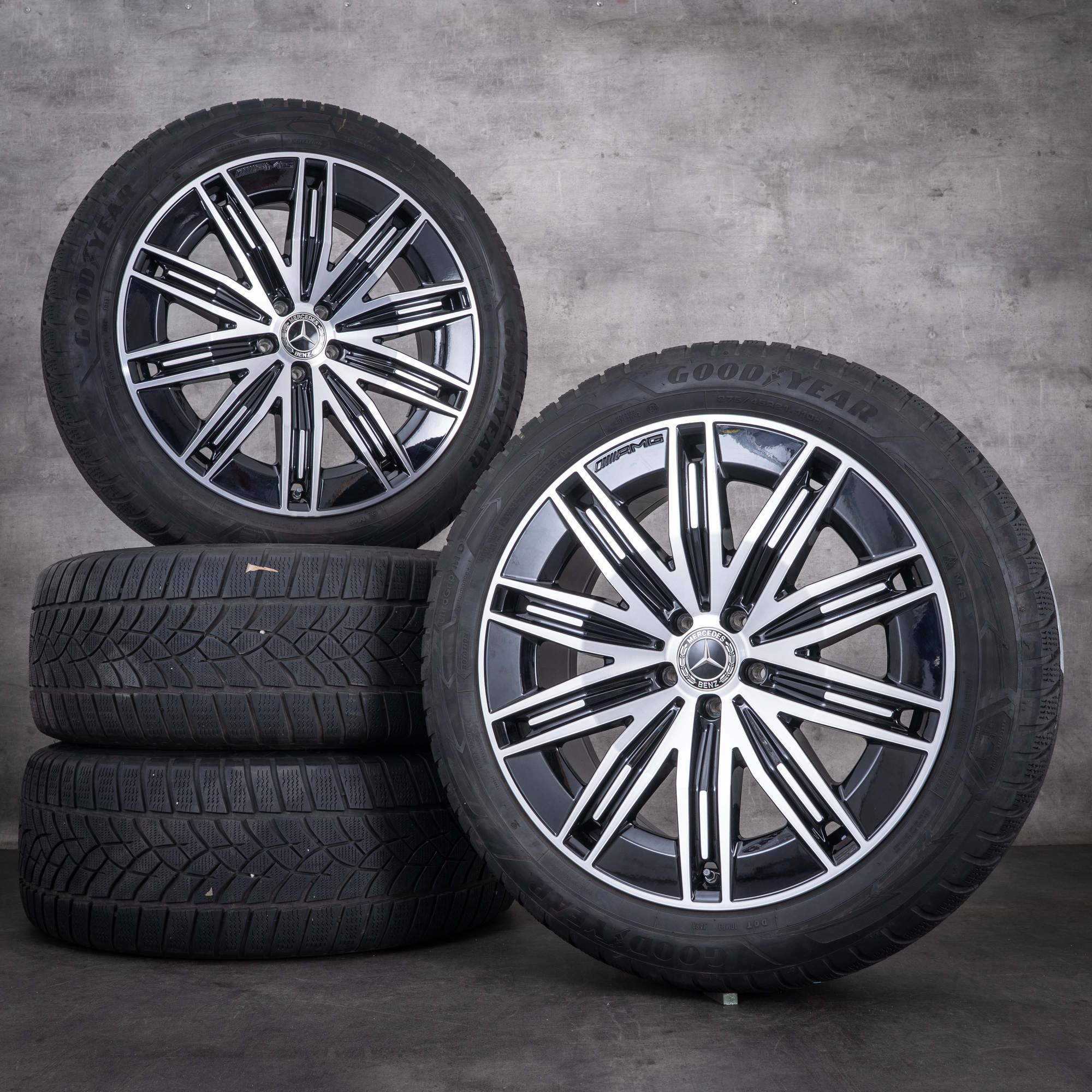 Original Mercedes-Benz EQS AMG vinterhjul 21 tum X296 fälgar A2964011600 svart glans