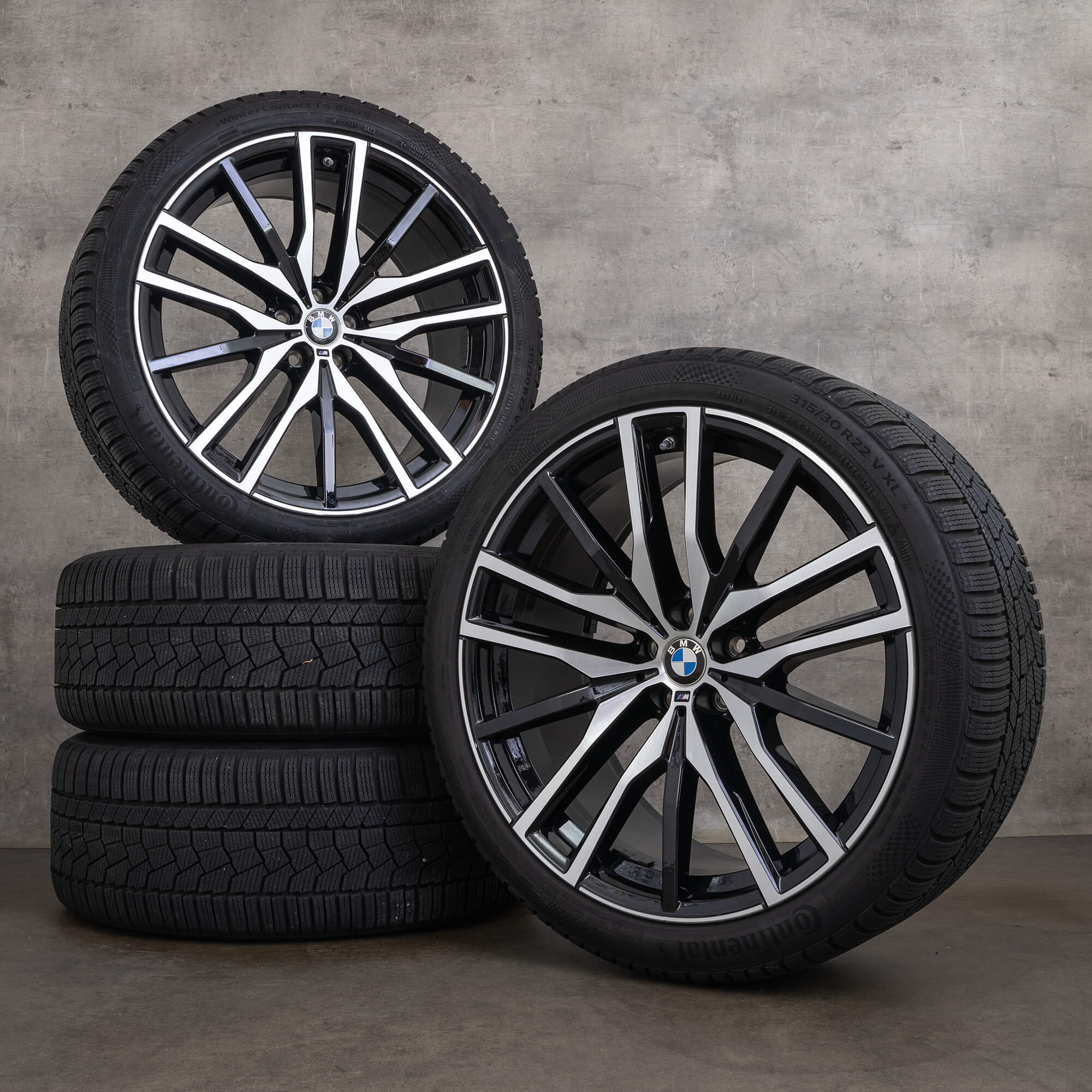 Originale BMW X5 X6 vinterhjul G05 G06 felger 8090013 8090014 kullsvarte høyglansede vinterdekk