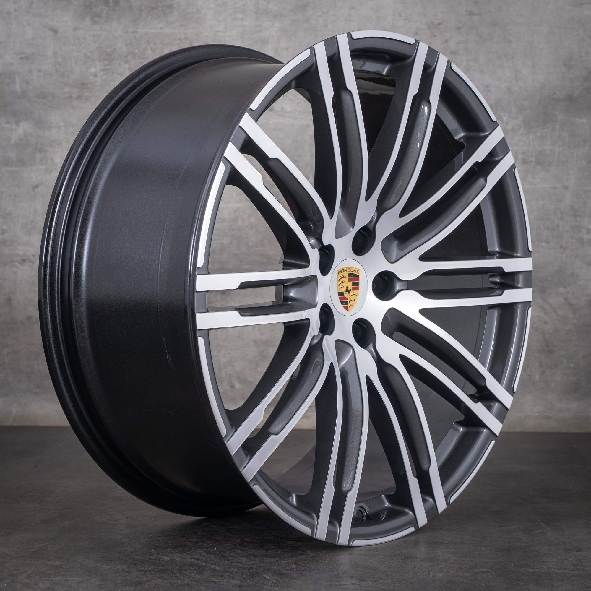 Oryginalna felga do Porsche Macan I 21 cali 95B601025AT tytanowa z diamond cut NOWA