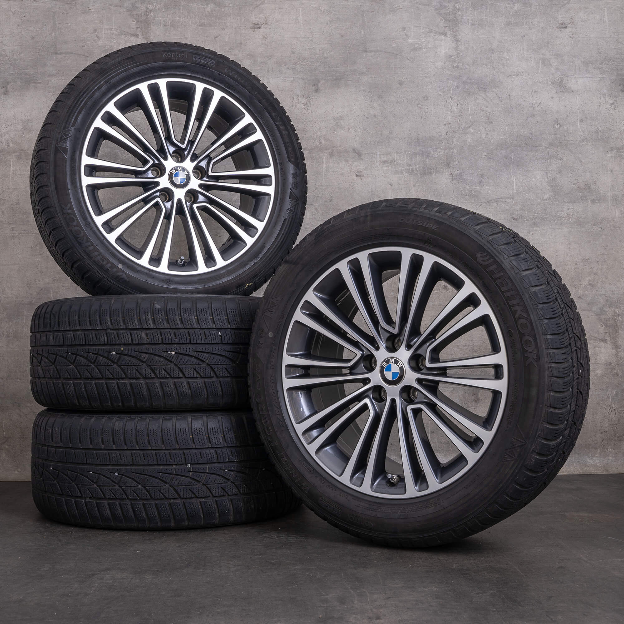 Jantes e pneus inverno originais BMW Série 7 18 polegadas G11 G12 jantes estilo 634 6863420 orbitgrey glossy turned
