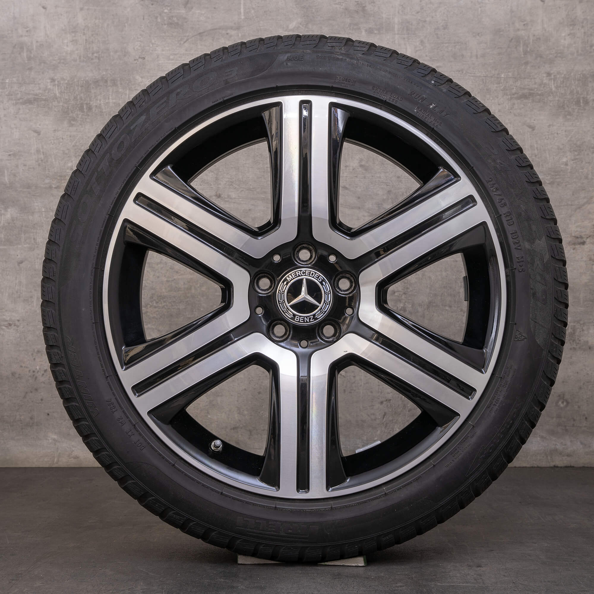 Oryginał Mercedes Benz Klasa E 19 cali X213 koła All-Terrain zimowe A2534011600 czarne polerowane