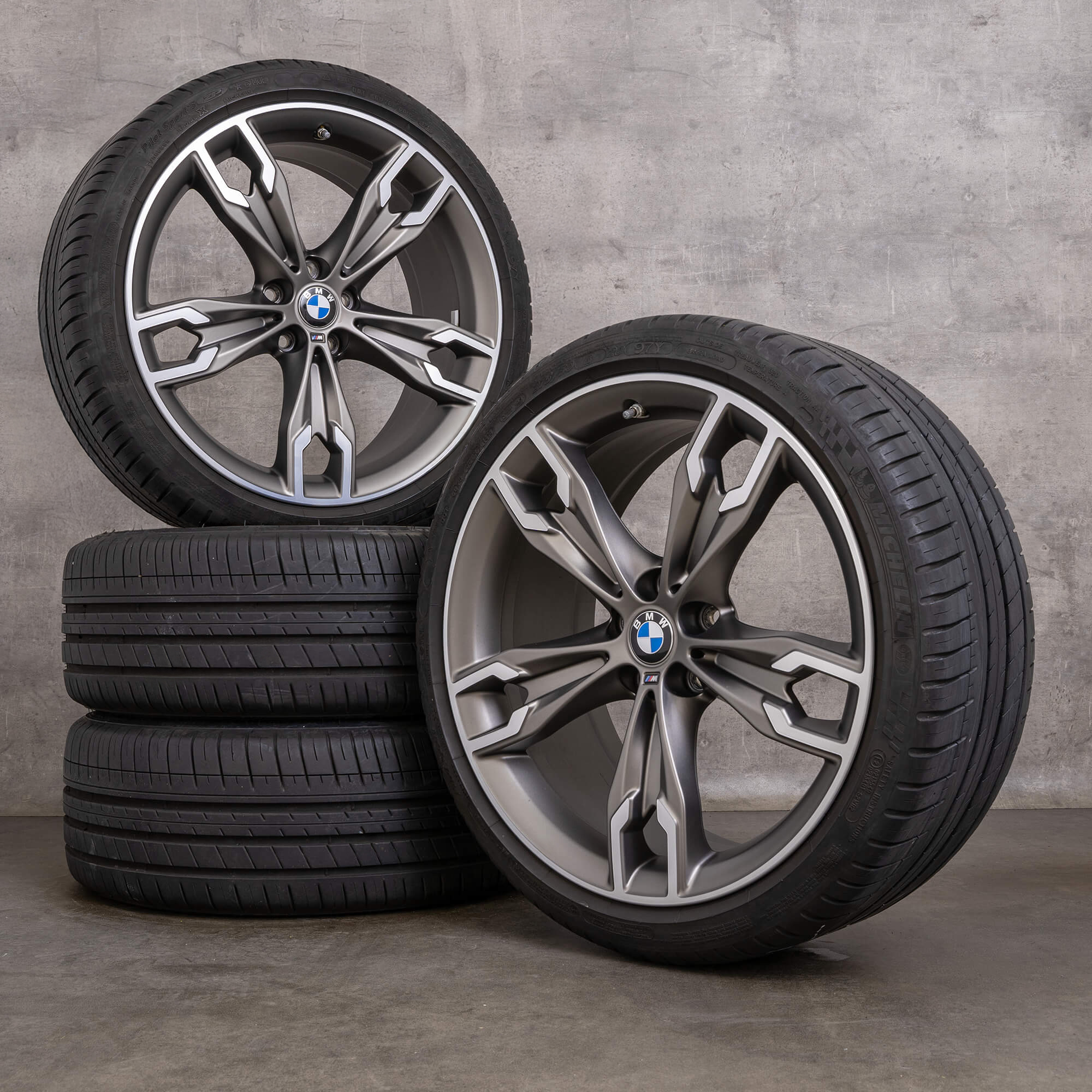 Original BMW 5er Felgen 20 Zoll G30 G31 Sommerräder Styling 668 M 7855087 75855088 cerium grey matt glanzgedreht