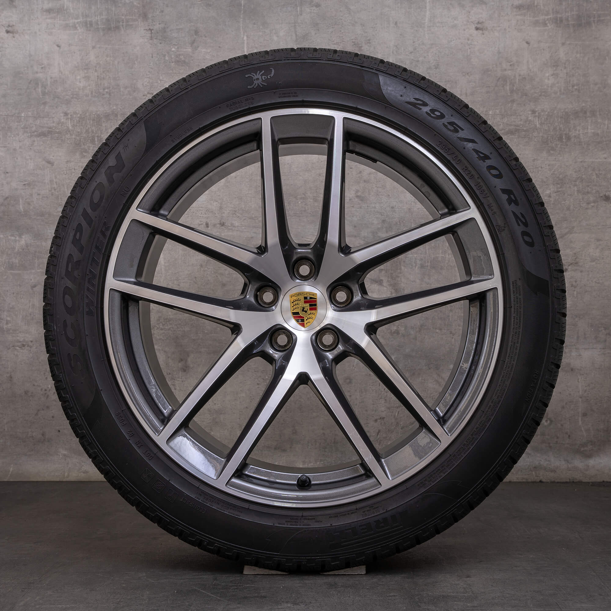 Jantes e pneus inverno originais do Porsche Macan III jantes de 20 polegadas 95B601025EJ 95B601025EK titânio brilhante torneado