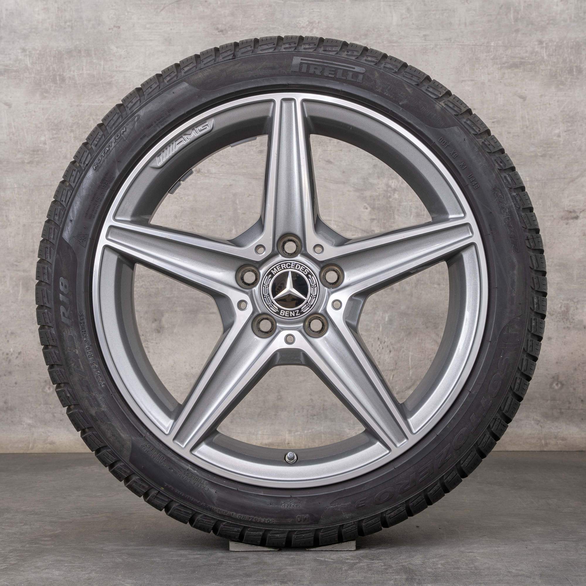 Originales Mercedes Benz Clase C AMG ruedas de invierno 18 pulgadas W205 S205 C205 A205 llantas A2054011100 negro pulido torneado