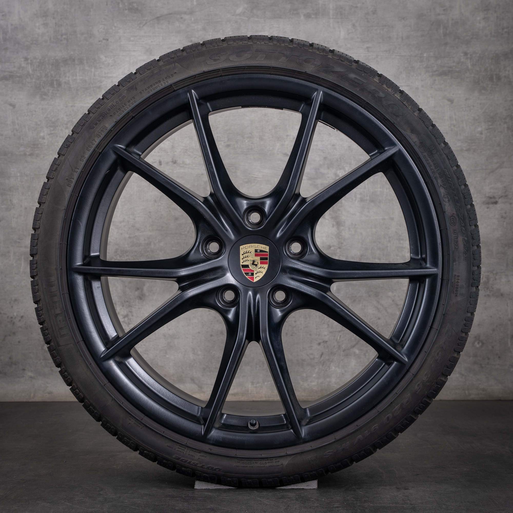 Oryginalne koła zimowe Porsche 991 II, felgi 20 cali 99136271000 99136276002, matowa czerń