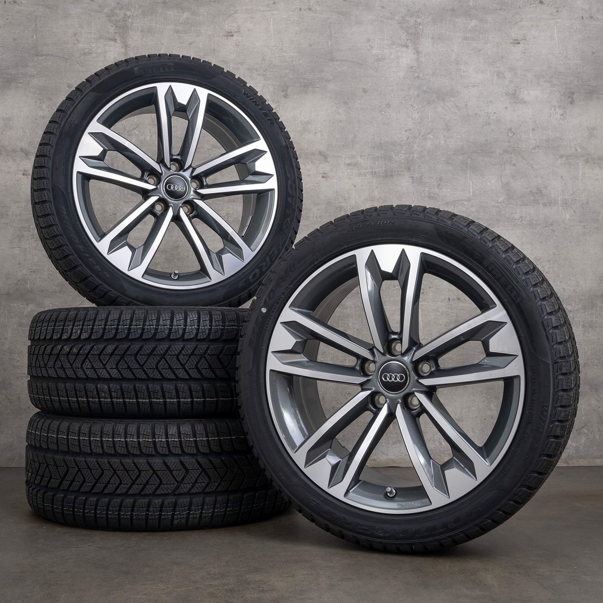 OEM Audi A4 rims 18 inch 8W B9 Allroad winter tires 8W9601025C titanium high-gloss wheels