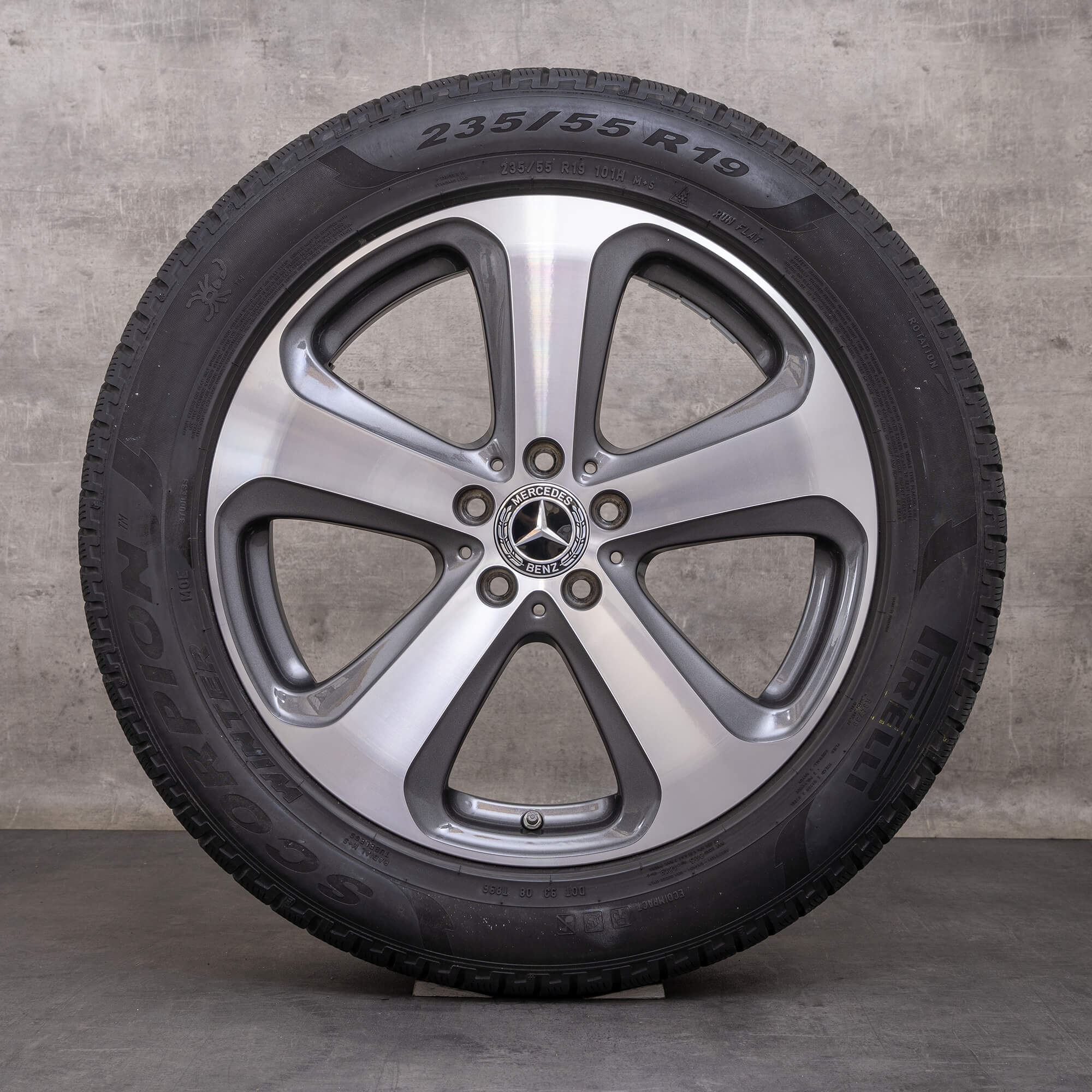 Orijinal Mercedes Benz GLC & 43 AMG Winterrder 19 inç X253 C253 jantlar A2534011000 himalya gri parlak torna