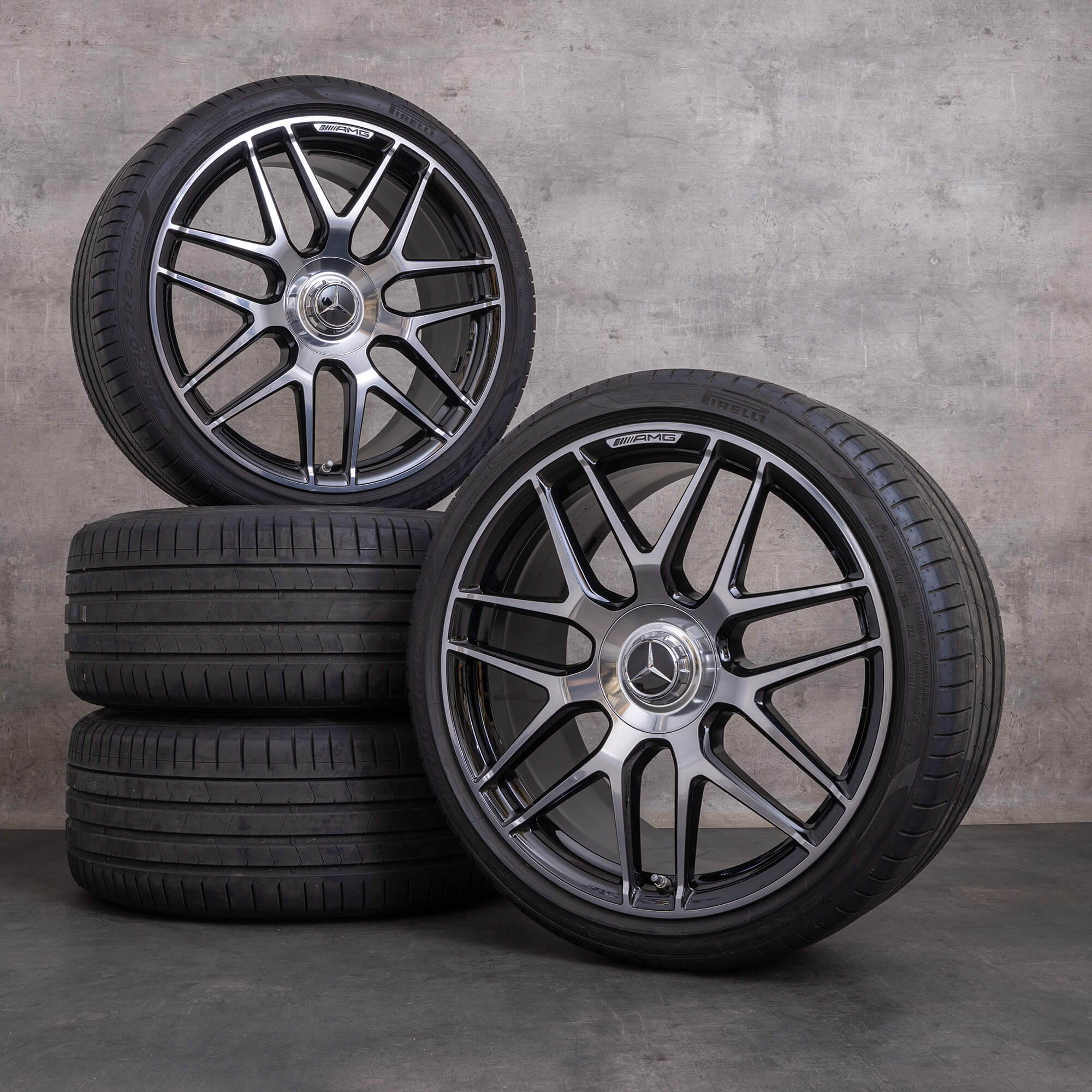 Jantes originais Mercedes Benz E-Class E63 & S AMG de 20 polegadas W213 S213 jantes e pneus verão A2134013000 A2134013100 preto brilhante virado