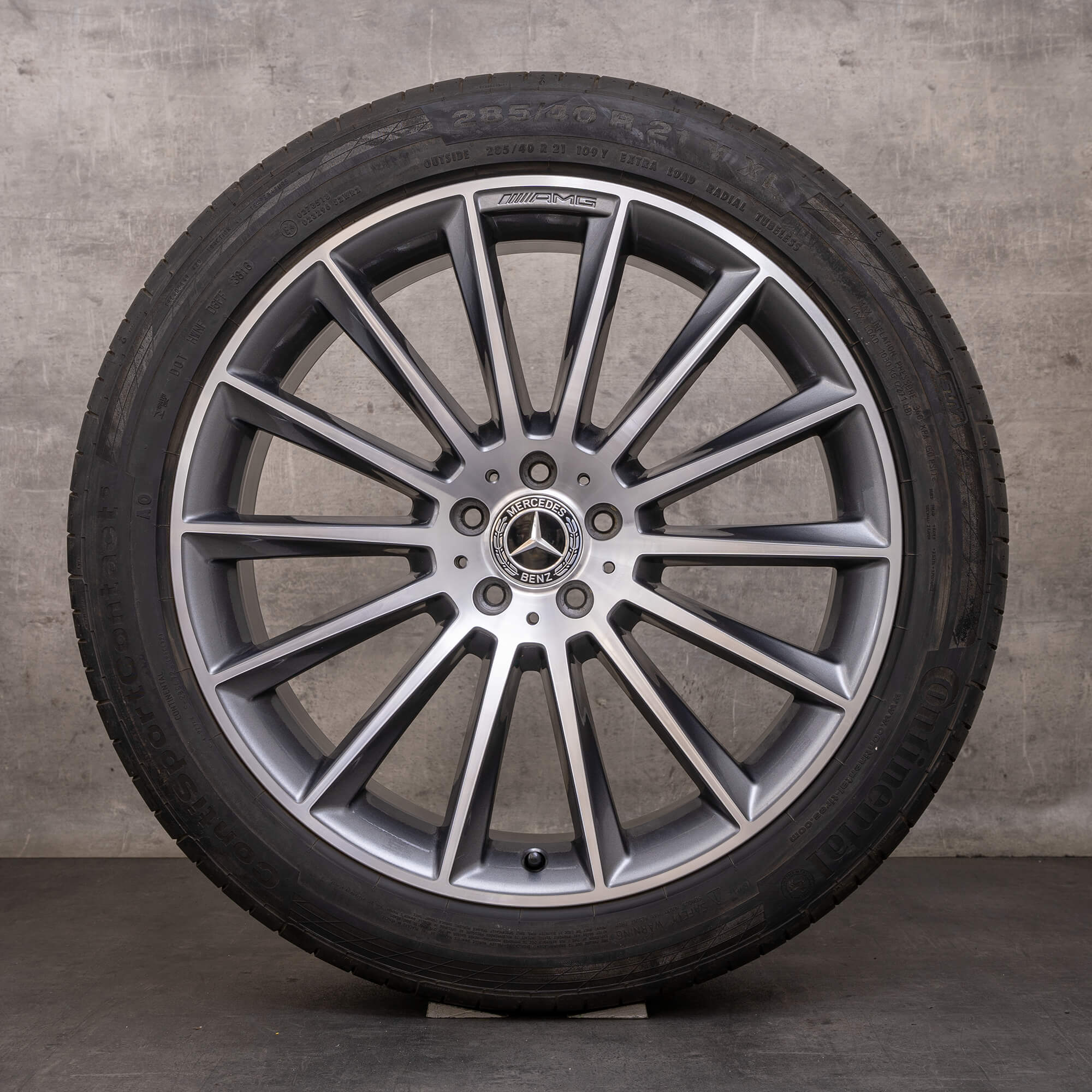 Orijinal AMG GL GLS jantlar 21 inç 166 yaz jant lastik A1664013200 araba tekerlek himalaya gri yüksek parlaklıkta tornalanmış