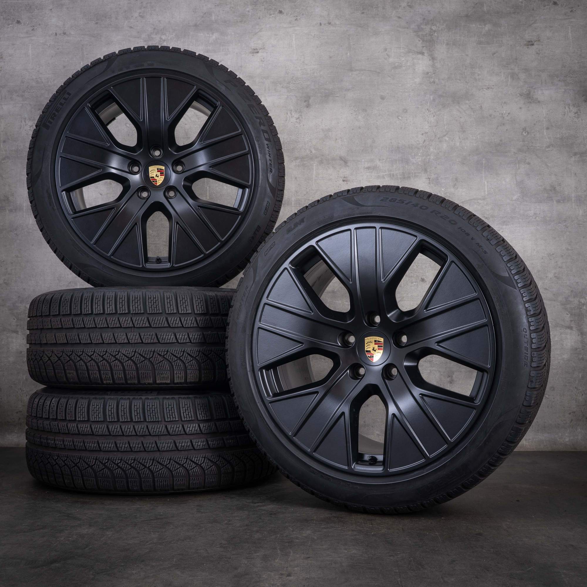 Original Porsche Taycan Winterräder 20 Zoll 9J1 Felgen 9J1601025J 9J1601025K schwarz matt