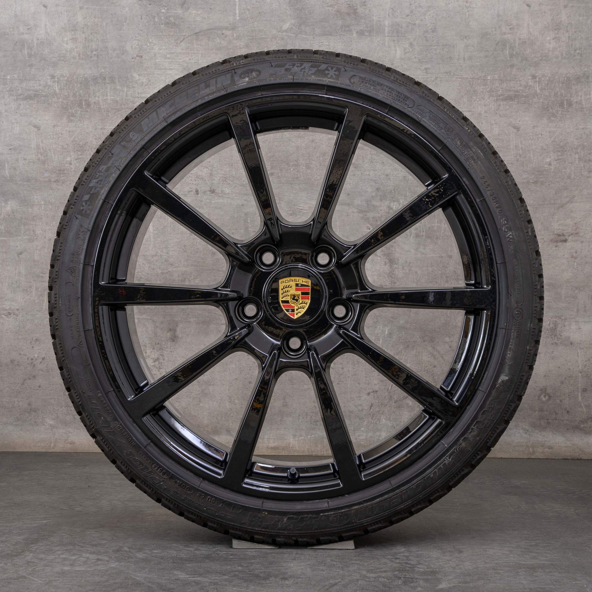 Jantes originais Porsche 911 de inverno 20 polegadas 991 Carrera e jantes S 99136216130 99136216630 preto brilhante