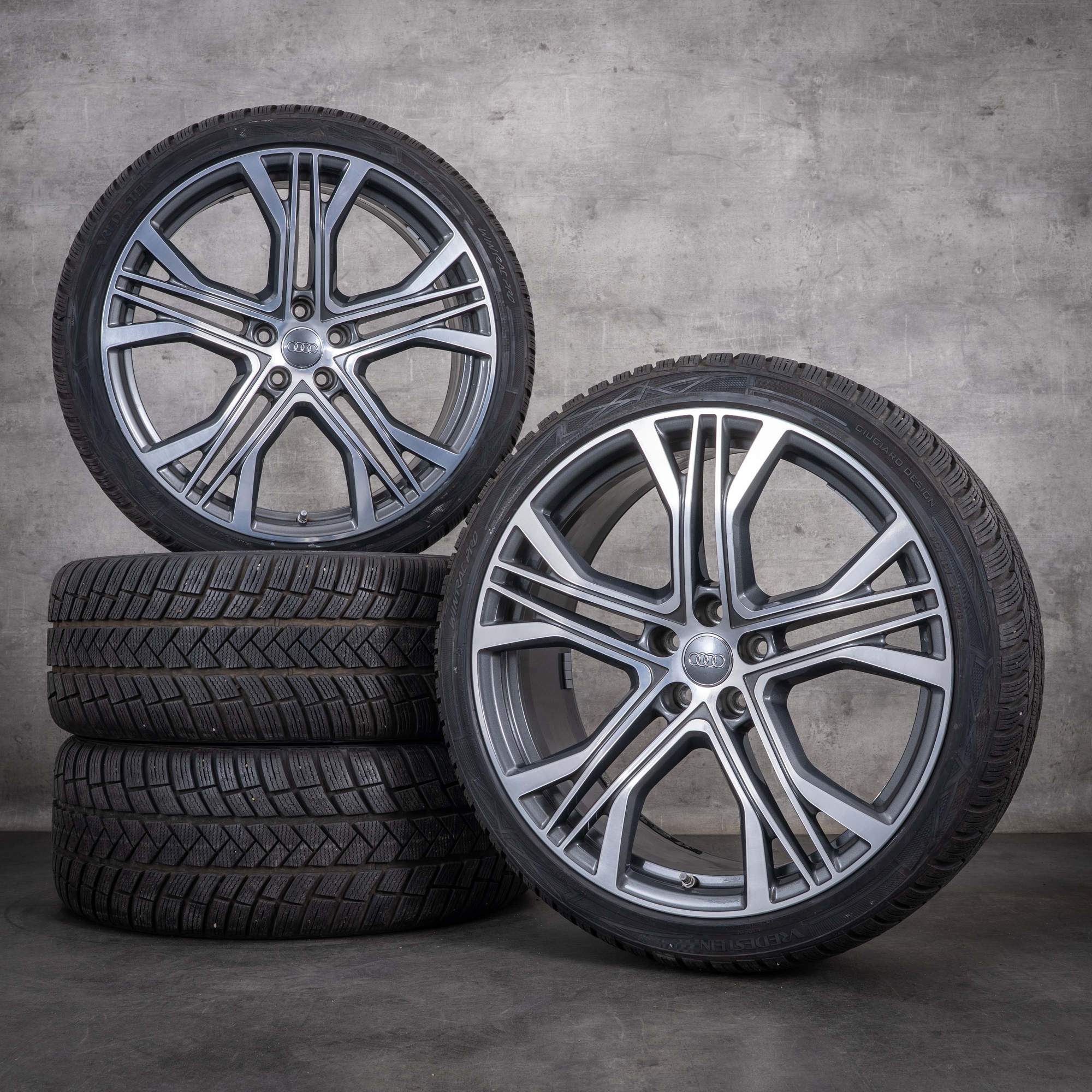 Original Audi A7 S7 Winterräder 21 Zoll 4K C8 Felgen 4K8601025AA granitgrau front polished