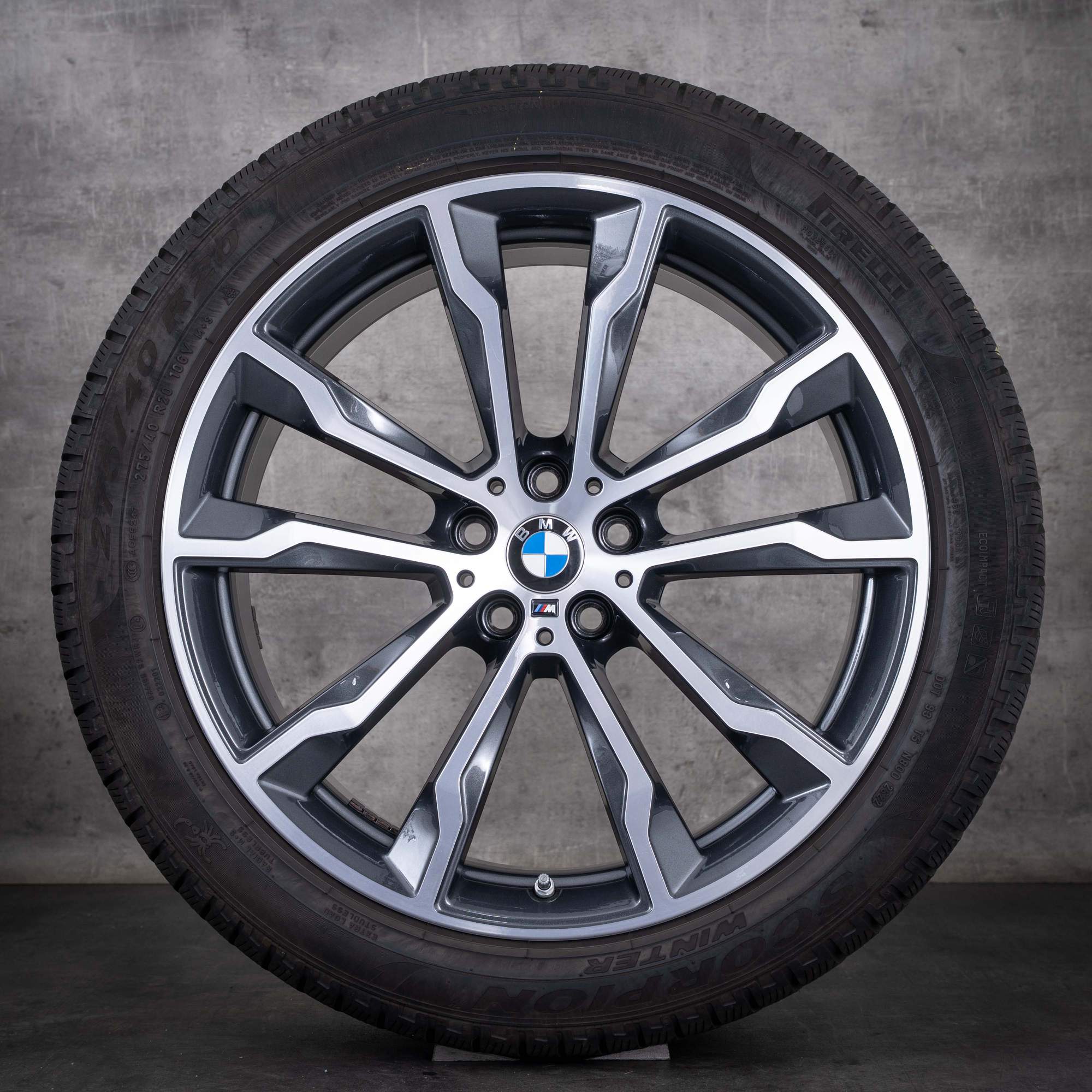 Orijinal BMW X3 X4 kış lastikleri 20 inç G01 G02 jantlar Styling 699 M 8010265 8010269 himalaya grey elmas kesim