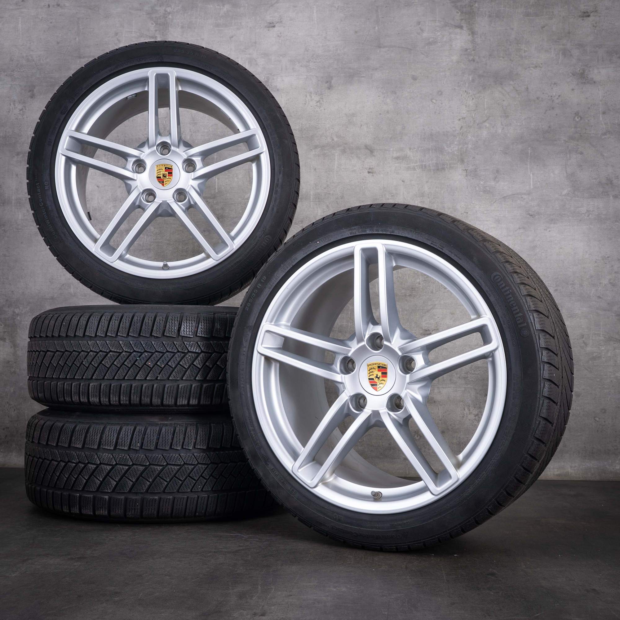 Ruedas de invierno originales Porsche 991 I de 19 pulgadas modelo C2 referencias 99136214102 99136214602 color plata brillante