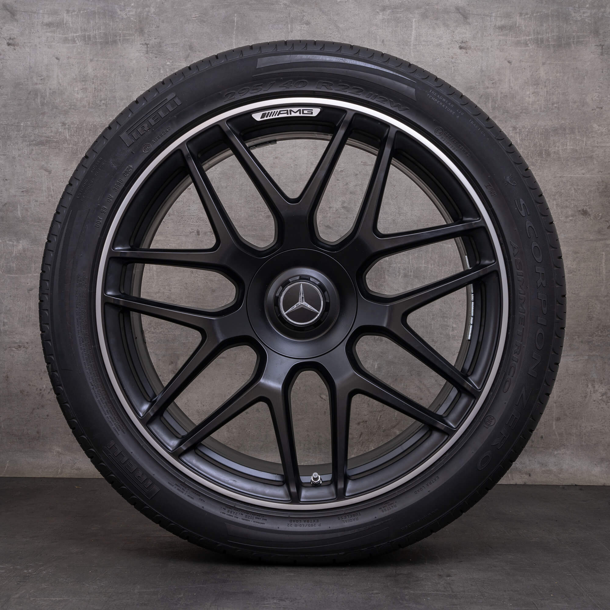 Original Mercedes Benz G-Klasse G 63 AMG Felgen 22 Zoll W465 W463A Sommerräder A4634012000 schwarz matt glanzgedreht
